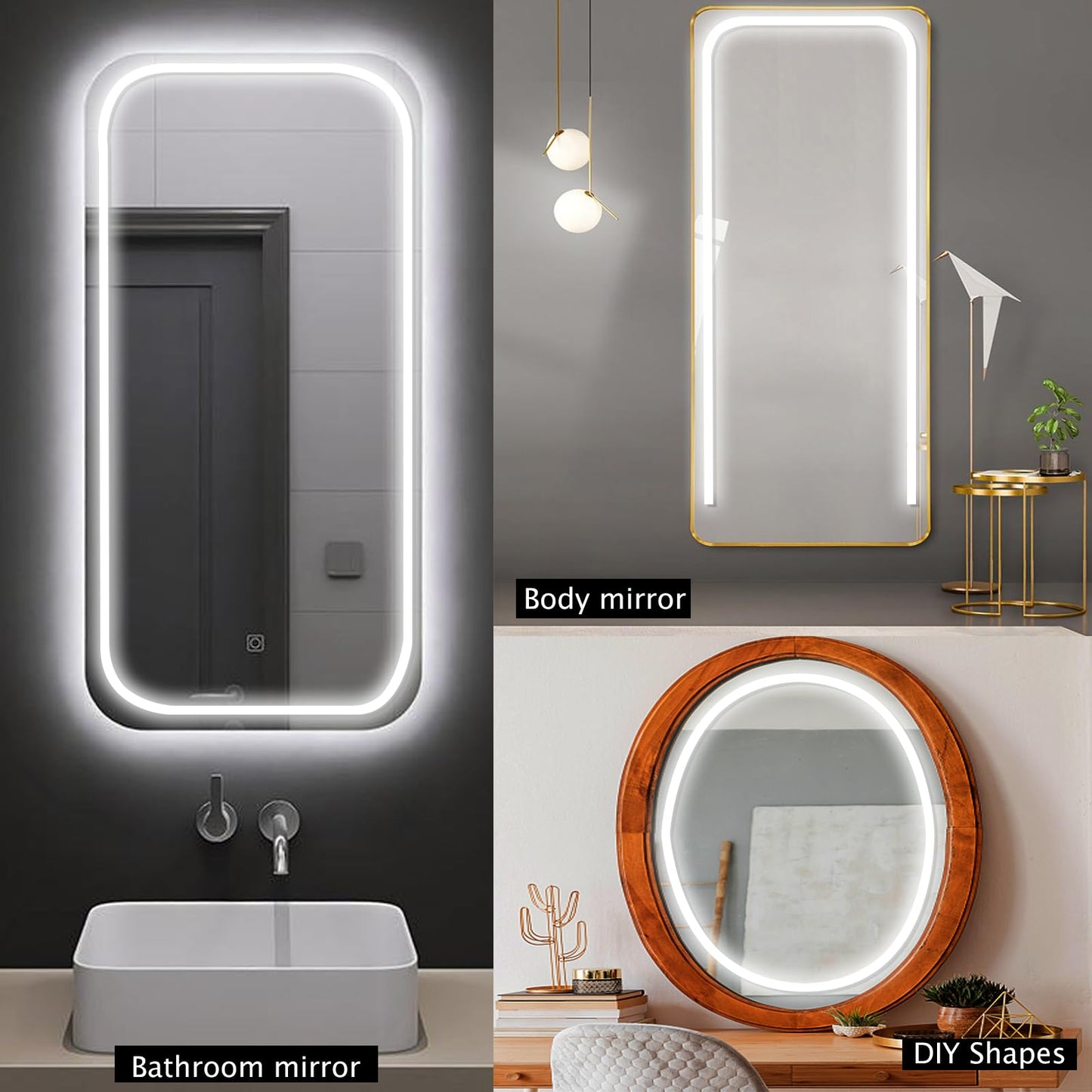 Blikshin LED Vanity Mirror Lights – Hollywood Style, 10FT Dimmable 6000K, Self-Adhesive Strip with 12V Adapter for Makeup & Bathroom
