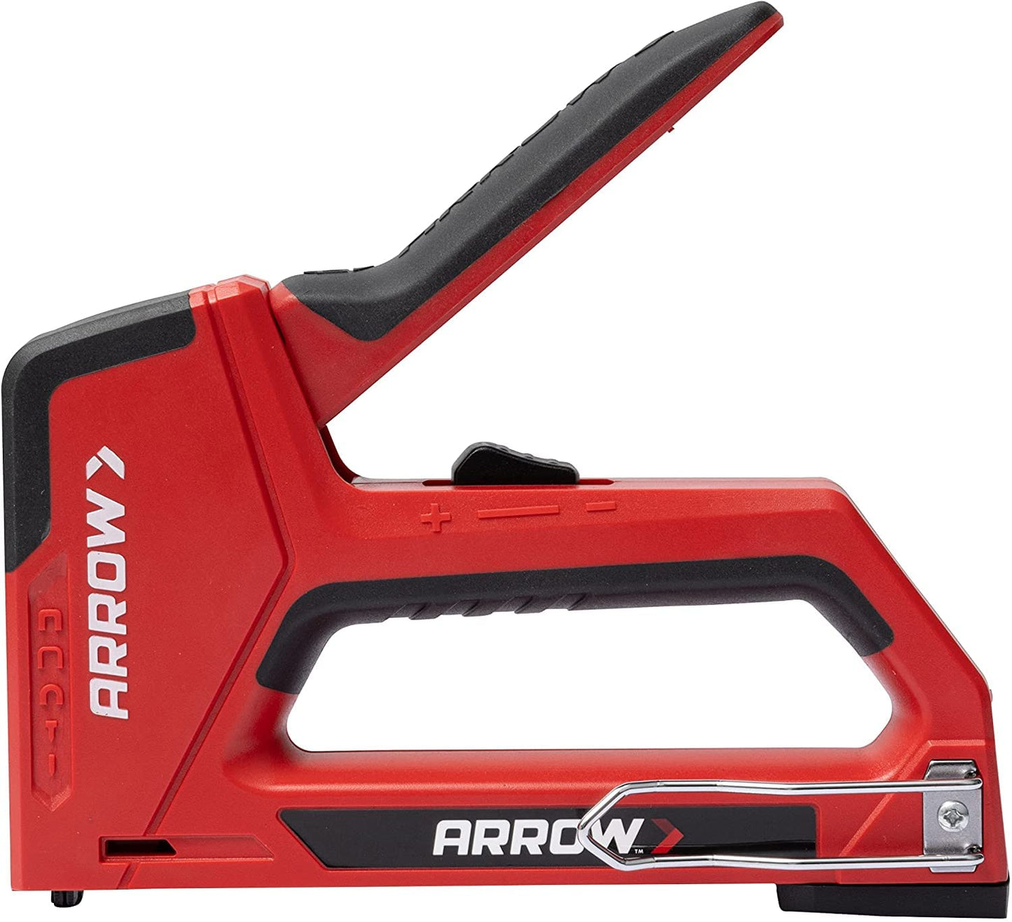 Arrow T501 5-in-1 Manual Staple & Nail Gun – Brad Nailer, Wire Stapler for Wood, Upholstery, Fencing, Crafts & Construction, Black/Red