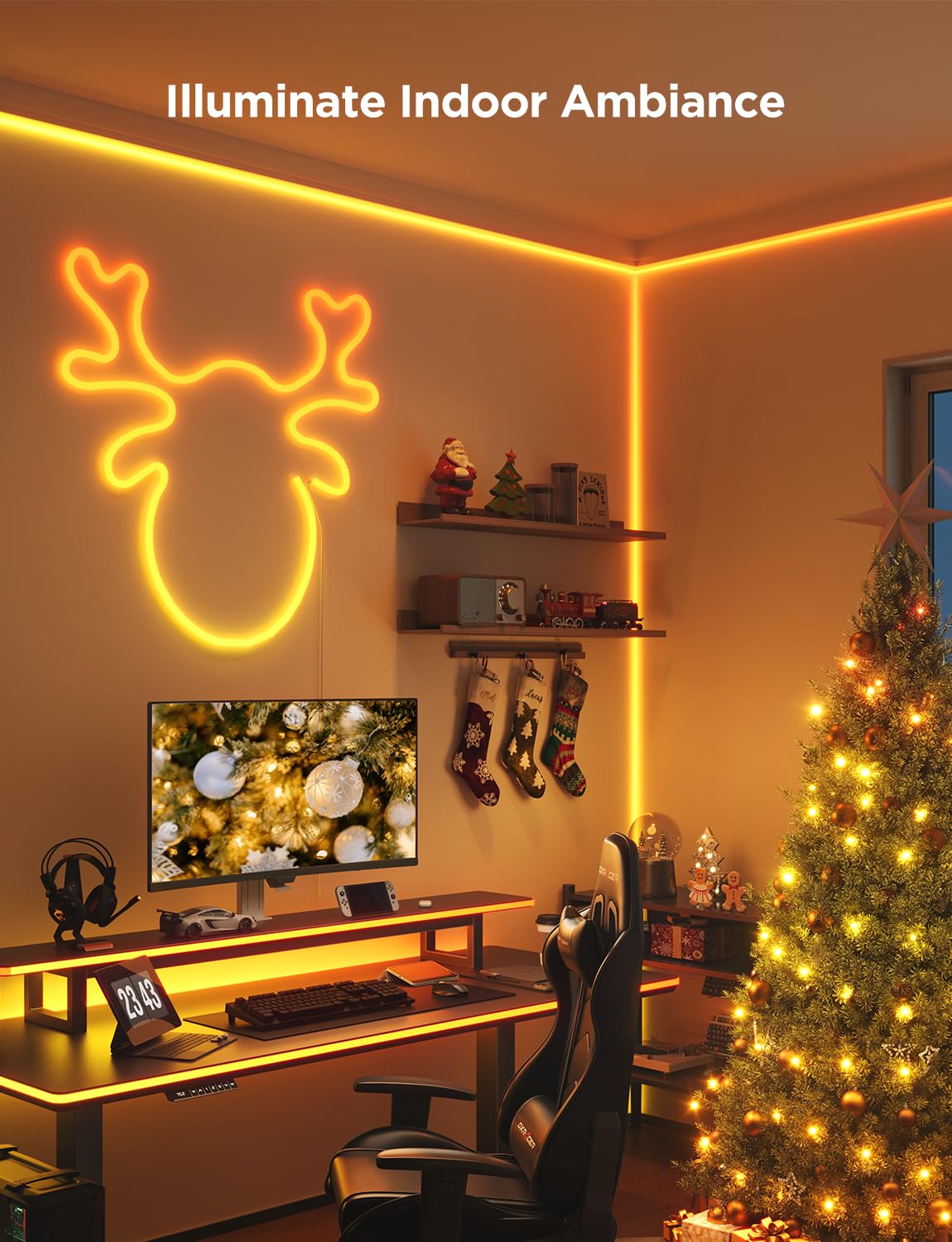 Govee 9.8ft RGBIC LED Smart Neon Rope Light, Works with Matter, Alexa & Google, Custom DIY Neon Strip for Bedroom & Wall Decor, White