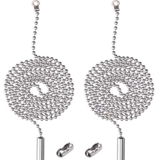 2 Pack Pull Chain String Extension with Connector for Ceiling Fan Light Fixture Light Bulb, 304 Stainless Steel Switch Chain Extender,1 Meter Length