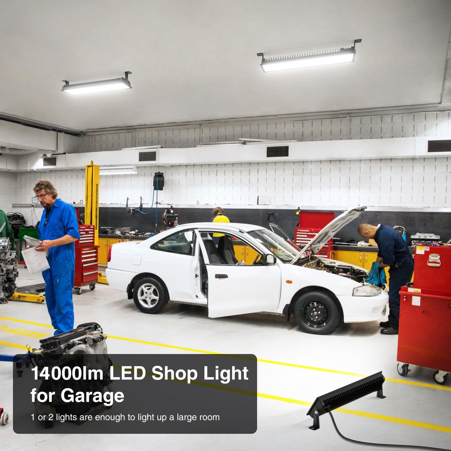 Onforu 100W LED Shop Lights 2-Pack, 14000lm Ultra Bright Daylight Work Lights, IP66 Waterproof Garage, Warehouse & Workshop Lighting