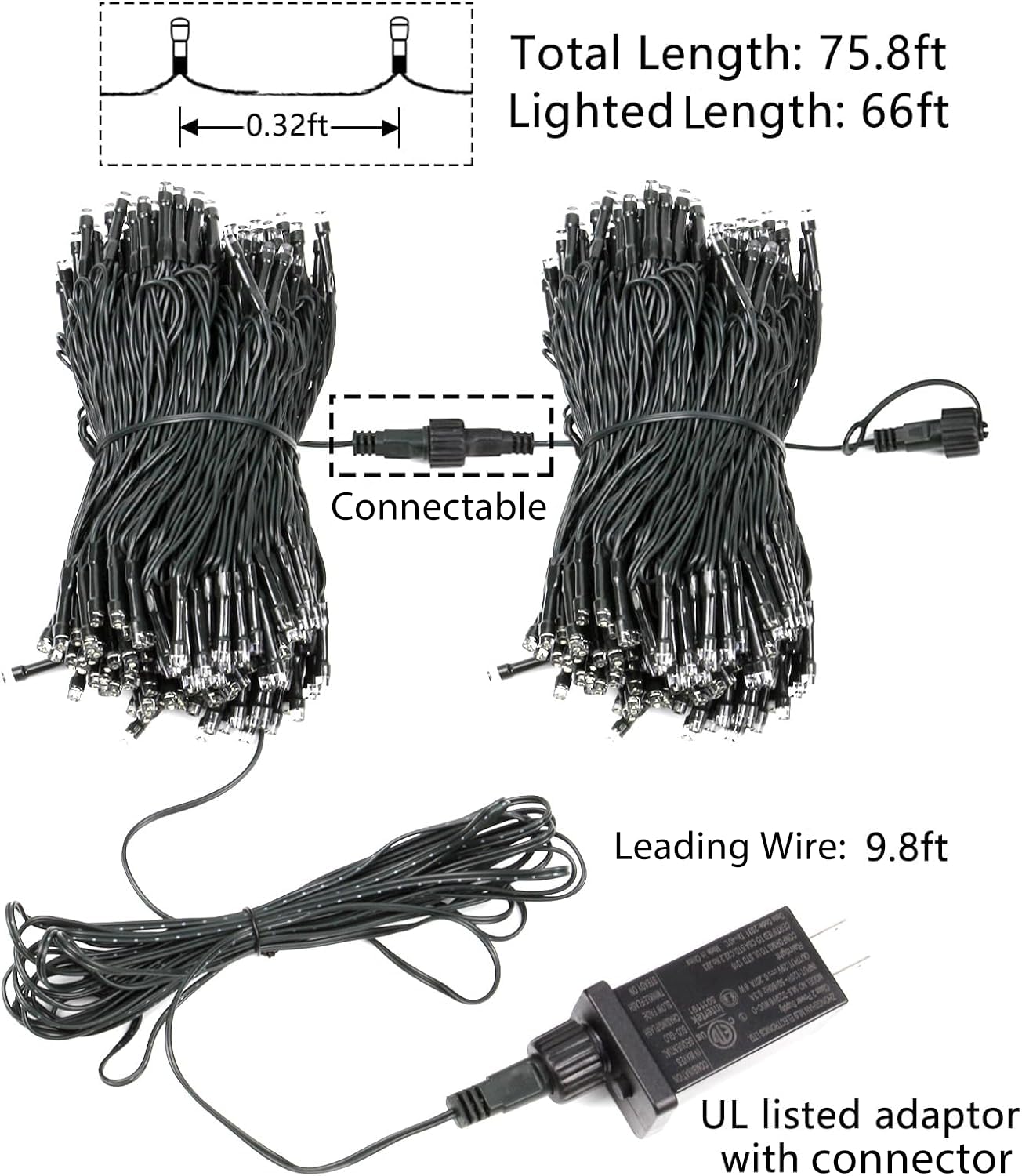 Upgraded 75.8ft 200 LED Christmas String Lights, Waterproof, 8 Modes, Timer & Memory, Extendable Green Wire for Indoor/Outdoor