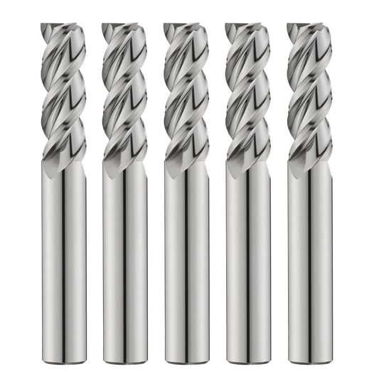 AYCHOLIZ 3/16" Carbide Square Nose End Mills Set 3 Flute Milling Cutter CNC Spiral Router Bits for Aluminum,Copper, Magnesium Alloys（5PCS）