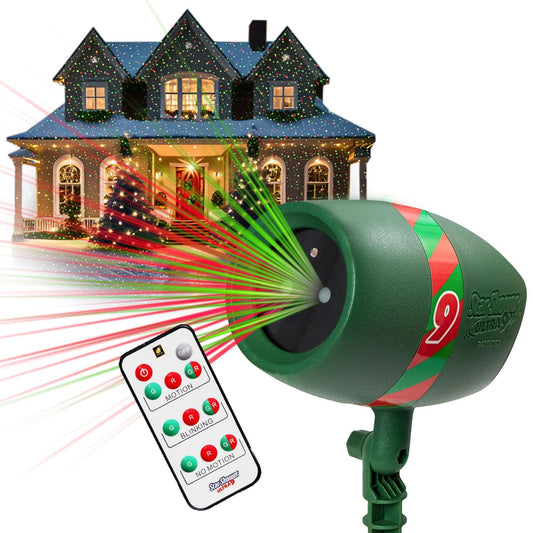 Star Shower Ultra 9 Outdoor Laser Light Show with Remote – 9 Patterns, 3 Colors, Motion/Still, Up to 3200 Sq Ft, AS SEEN ON TV