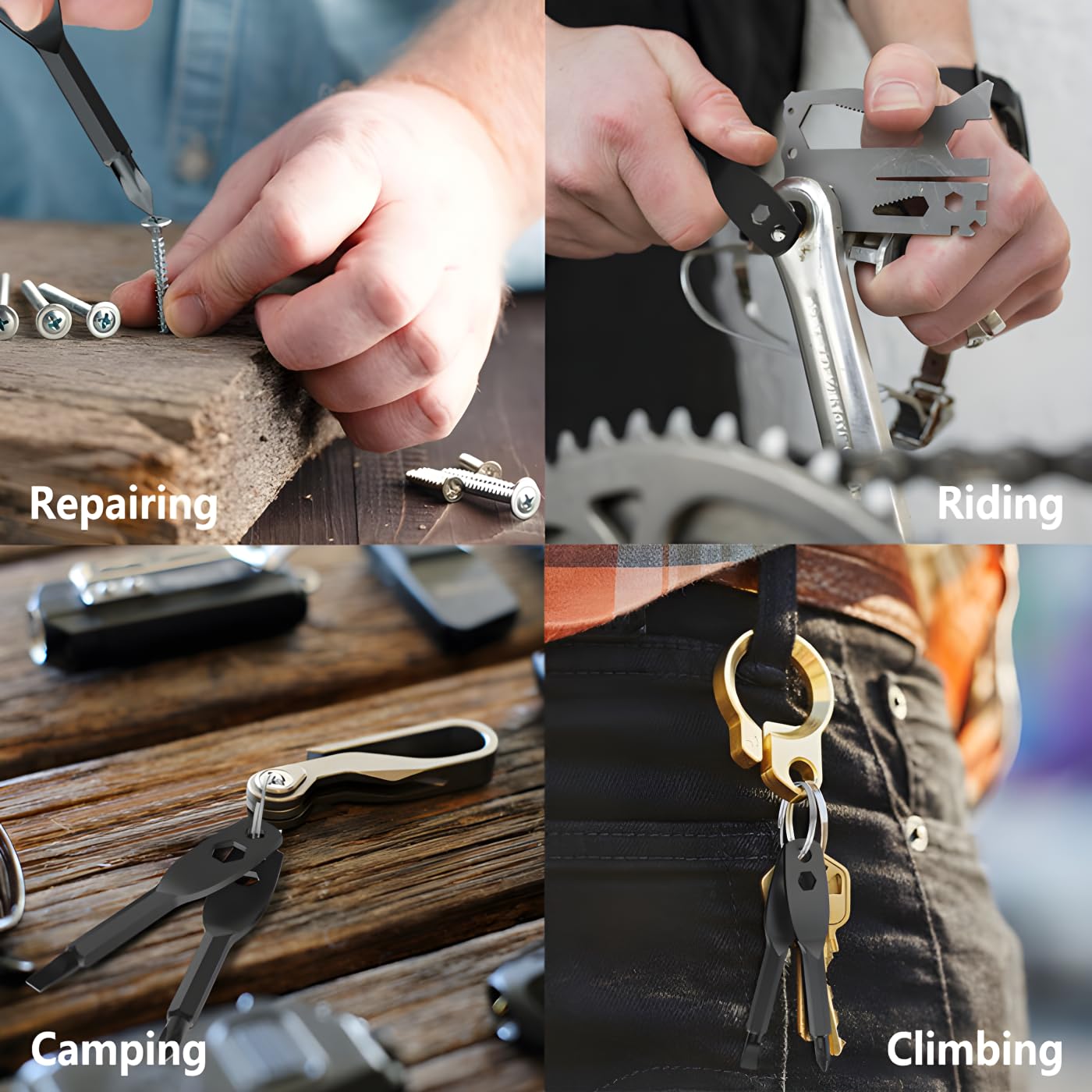 4-in-1 Pocket Screwdriver Keychain Tool, Stocking Stuffers for Men, Cool Gadget Gift for Dad Husband Boyfriend, White Elephant – Black