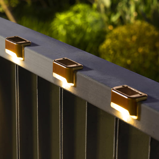 SOLPEX Solar Deck Lights 16 Pack - Waterproof LED Step & Pathway Lights for Outdoor Stairs, Fence, Yard, Patio, Warm White