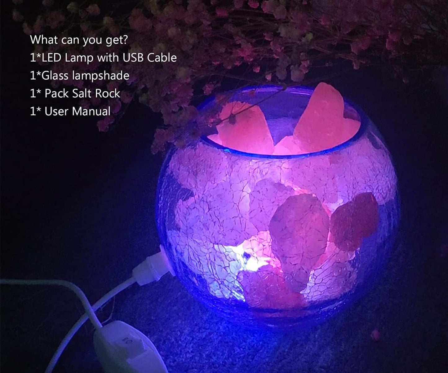 V.C.Formark USB Himalayan Salt Lamp with Natural Salt Chunks, Color Changing & Warm Light, for Desk, Bedroom, Living Room, Gift