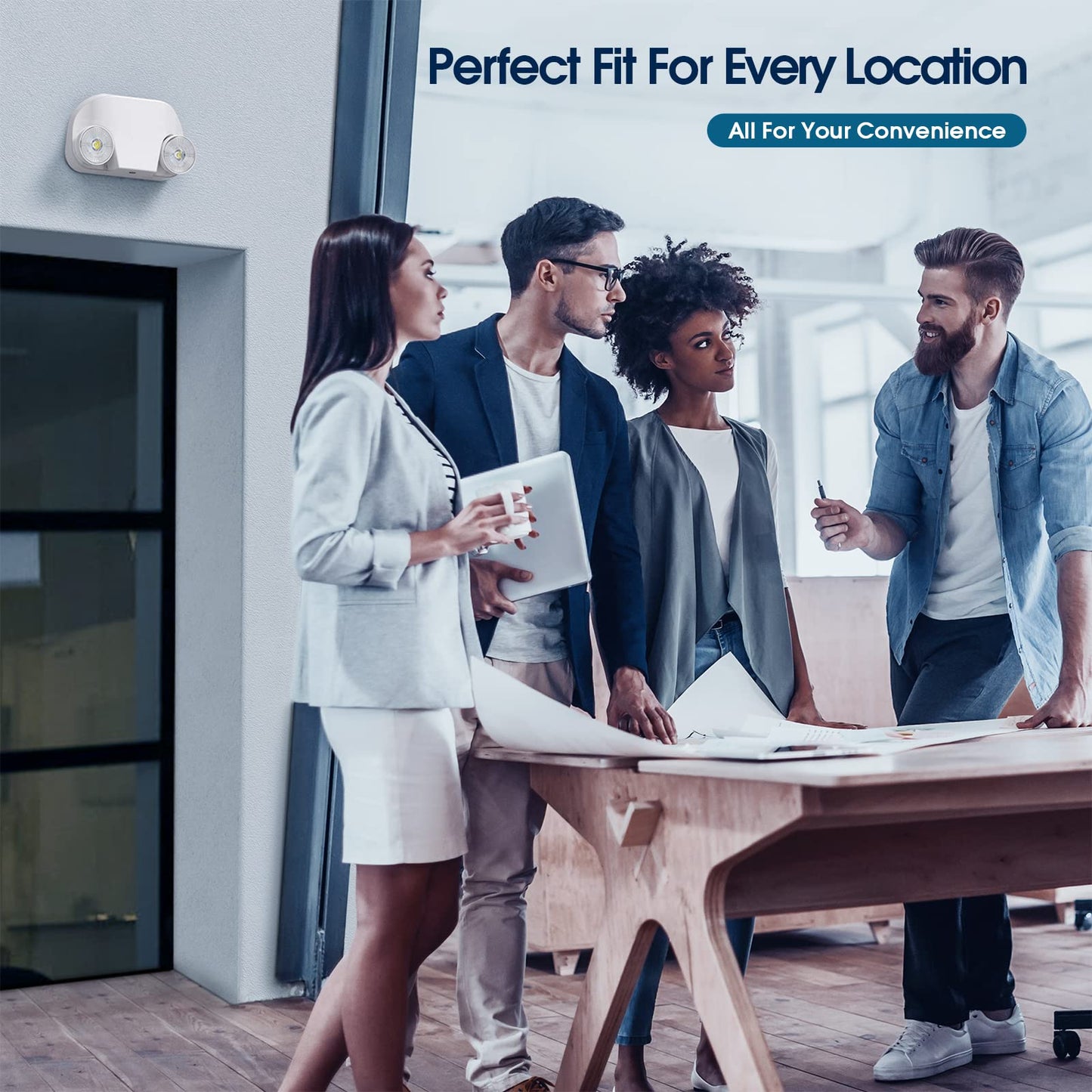 SASELUX LED Emergency Light 6-Pack with Remote, Adjustable Heads, Exit & Backup Lighting, White, 120V-277V, UL Certified