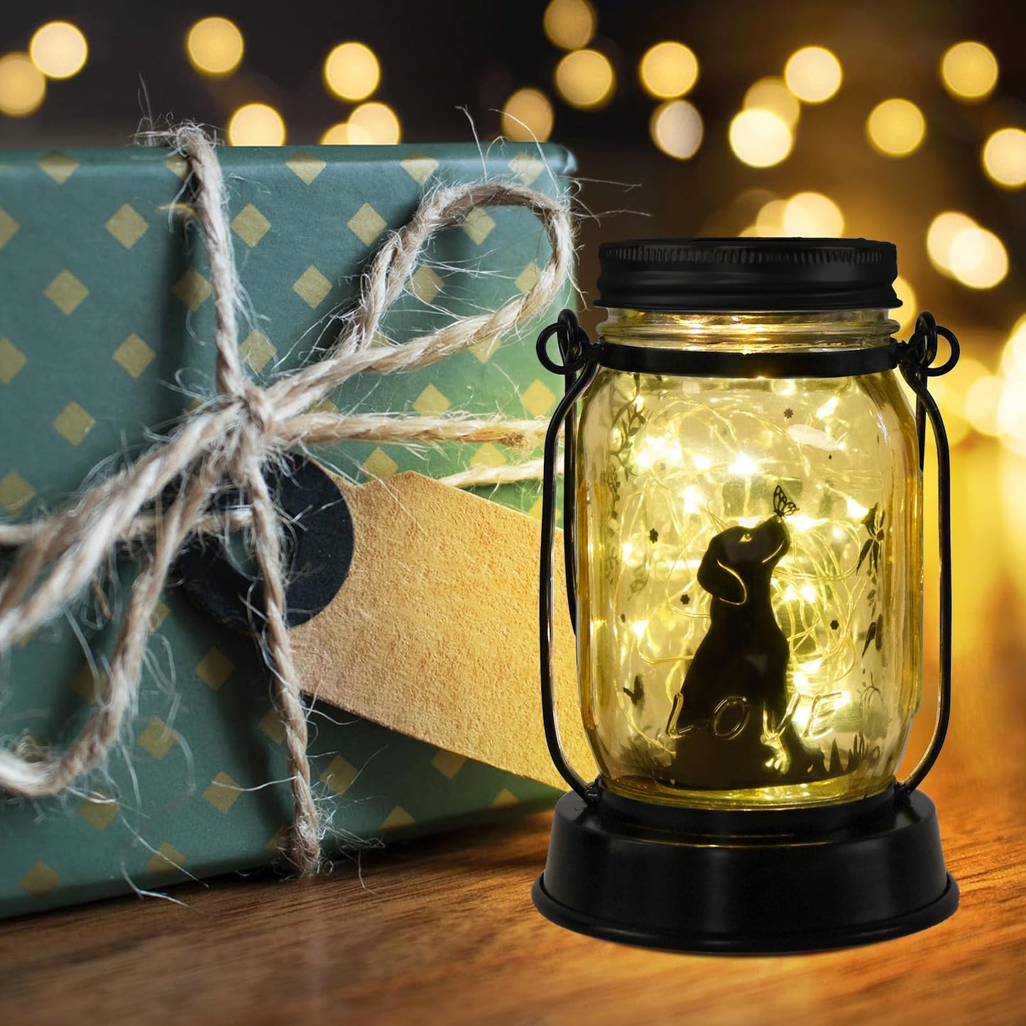 Dog Lover Gifts for Women & Moms – Butterfly Solar Dog Lanterns, Outdoor Hanging Fairy Lights, Yard Garden Patio Puppy Decor