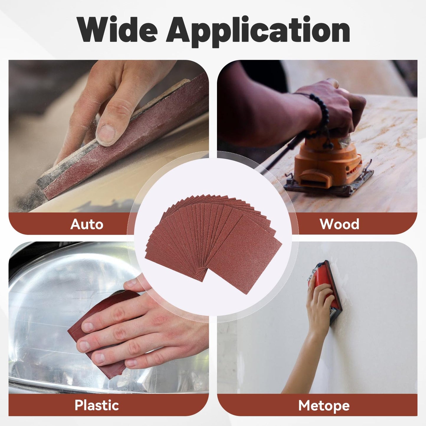 BAOSTC 1/4 Sandpaper Sheet,4-1/2"*5-1/2" Assorted 60-80-120-180-240,50PACK