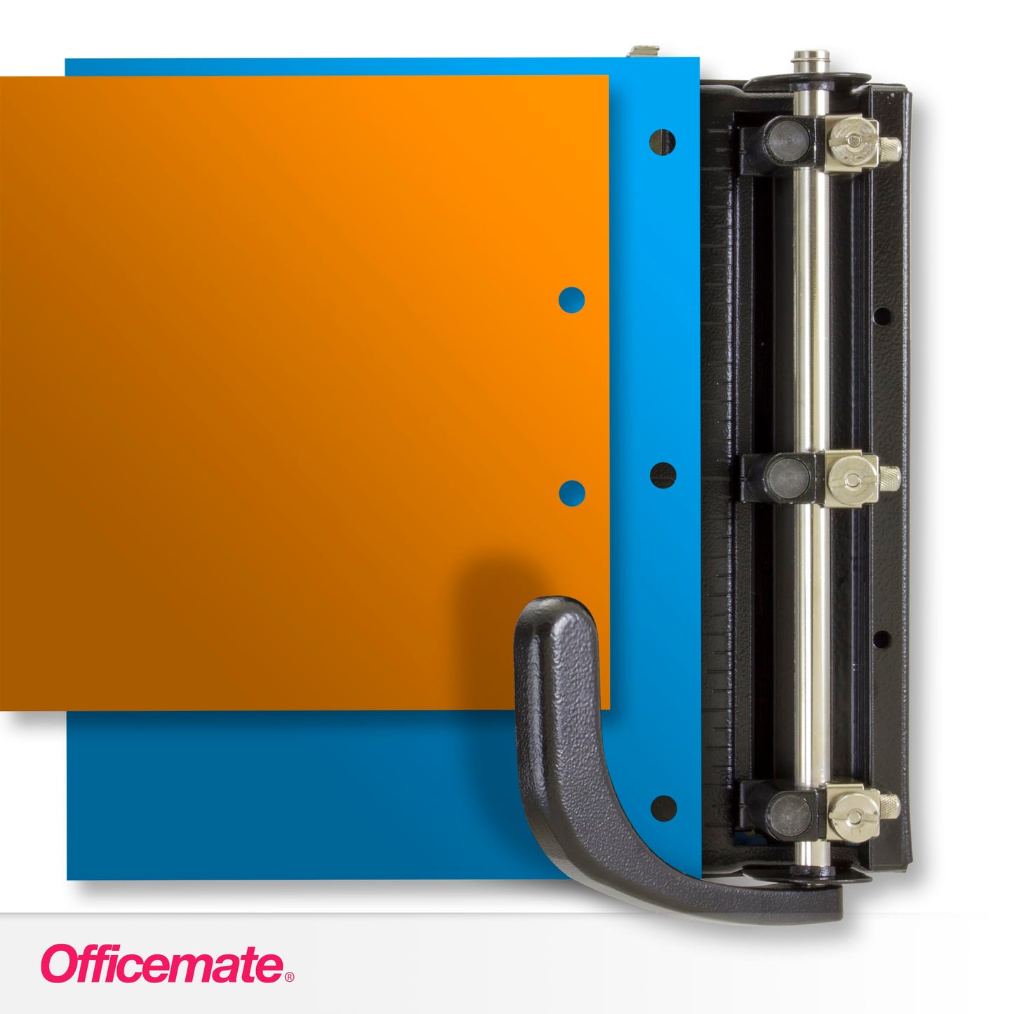 Officemate Heavy Duty Adjustable 2-3 Hole Punch with Lever Handle, 32-Sheet Capacity, Black (90078)