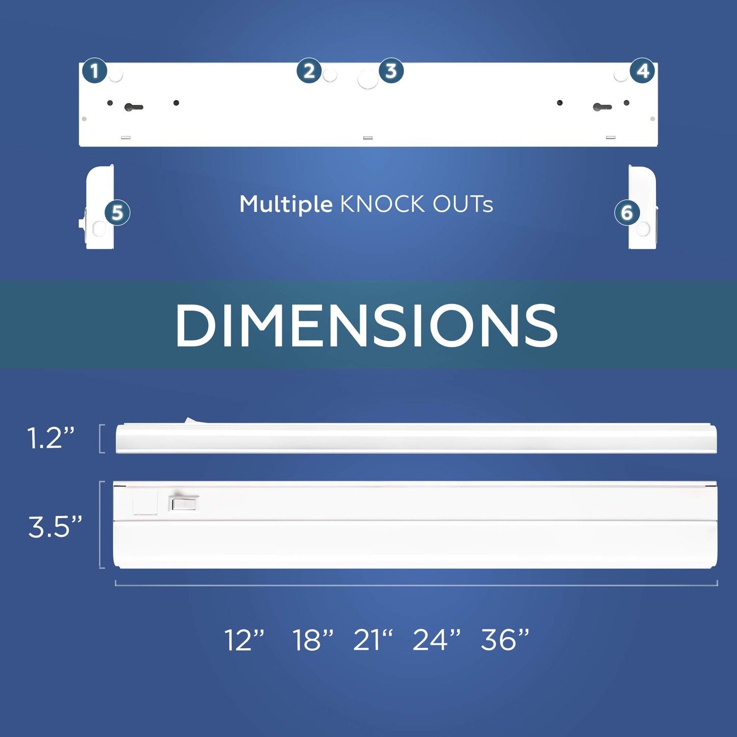Hardwired LED Under Cabinet Light 24" 16W, Dimmable, CRI>90, 5000K Daylight, Wide Metal Base with Frost Lens for Kitchen