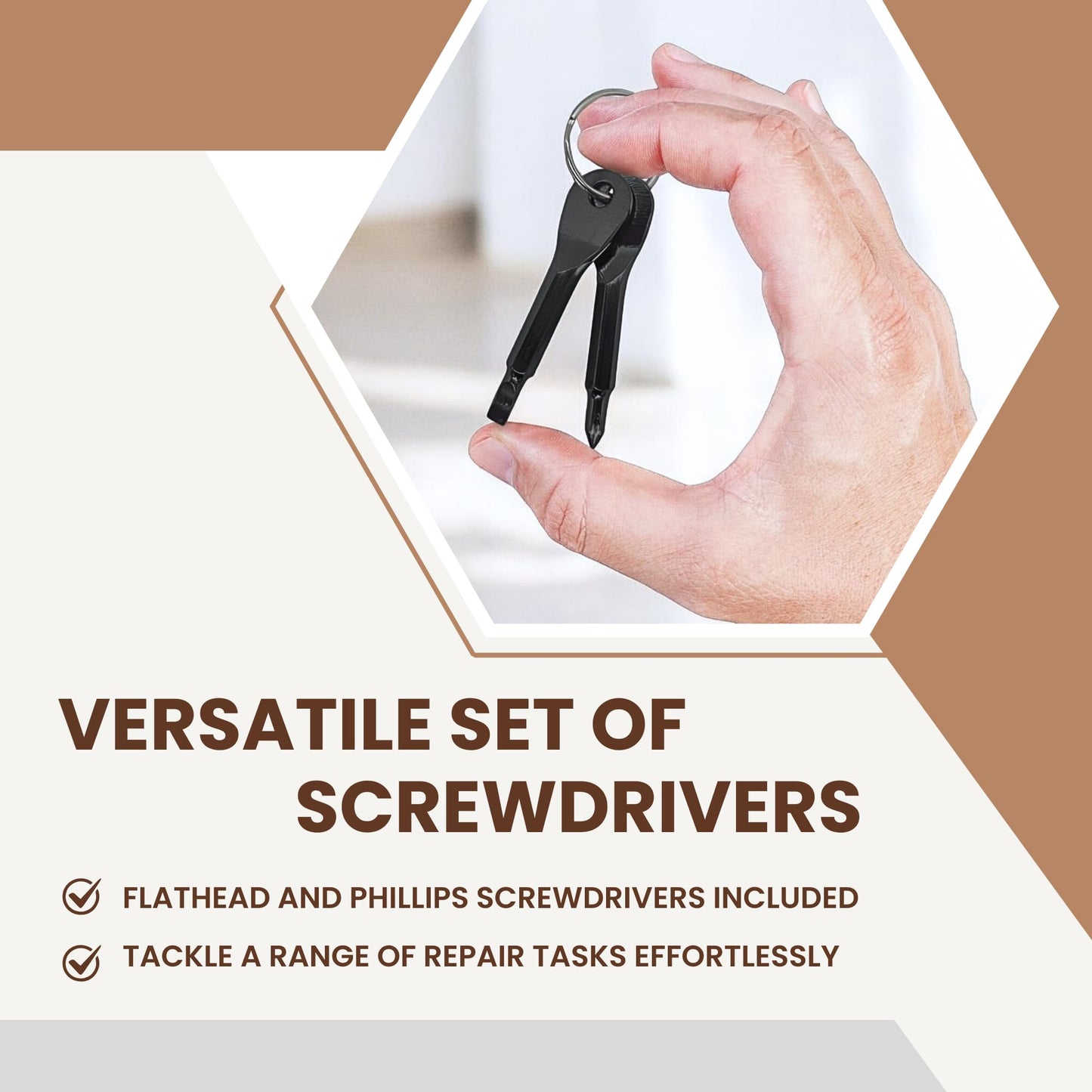 Pocket Screwdriver Set 2-Pack – EDC Keychain Tools, Compact Flat & Phillips for Furniture, Small Repairs, Portable Stocking Stuffer