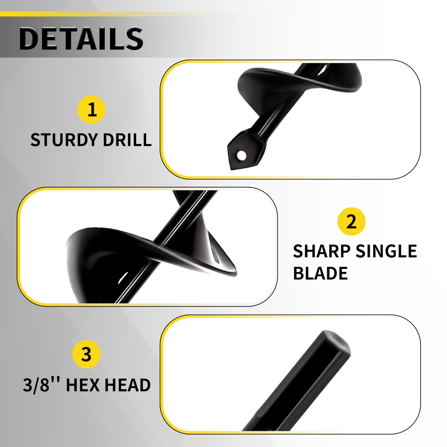 SORANGEUN 1.6" x 16.5" Auger Drill Bit for Planting, Bulb Planter Tool for Cordless Drill, 3/8" Hex Drive