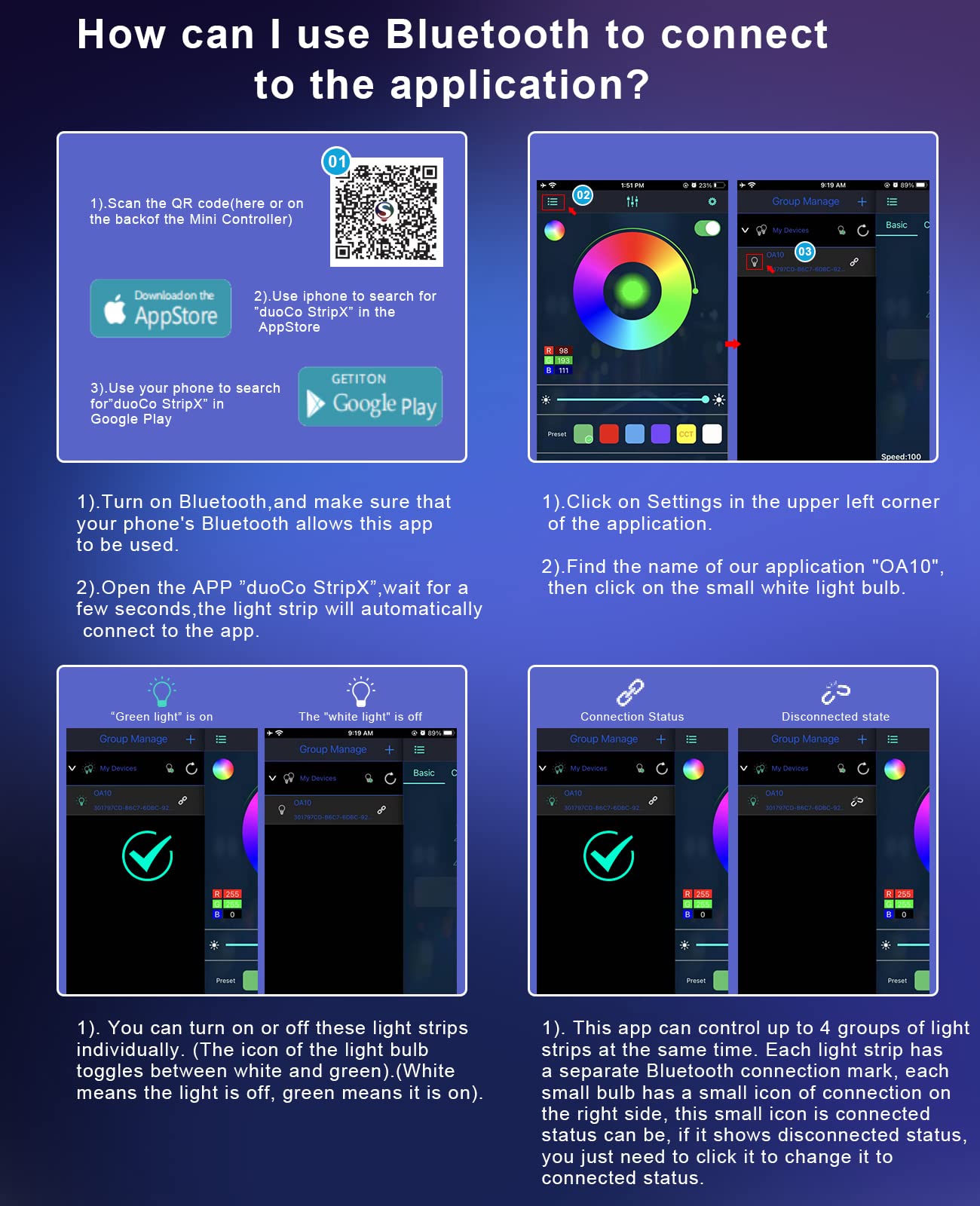 Daymeet 9.8FT LED TV Backlight for 32-60" TVs, RGBICW Color Changing Strip, Music Sync, Bluetooth APP Control, USB LED Lights for Bedroom