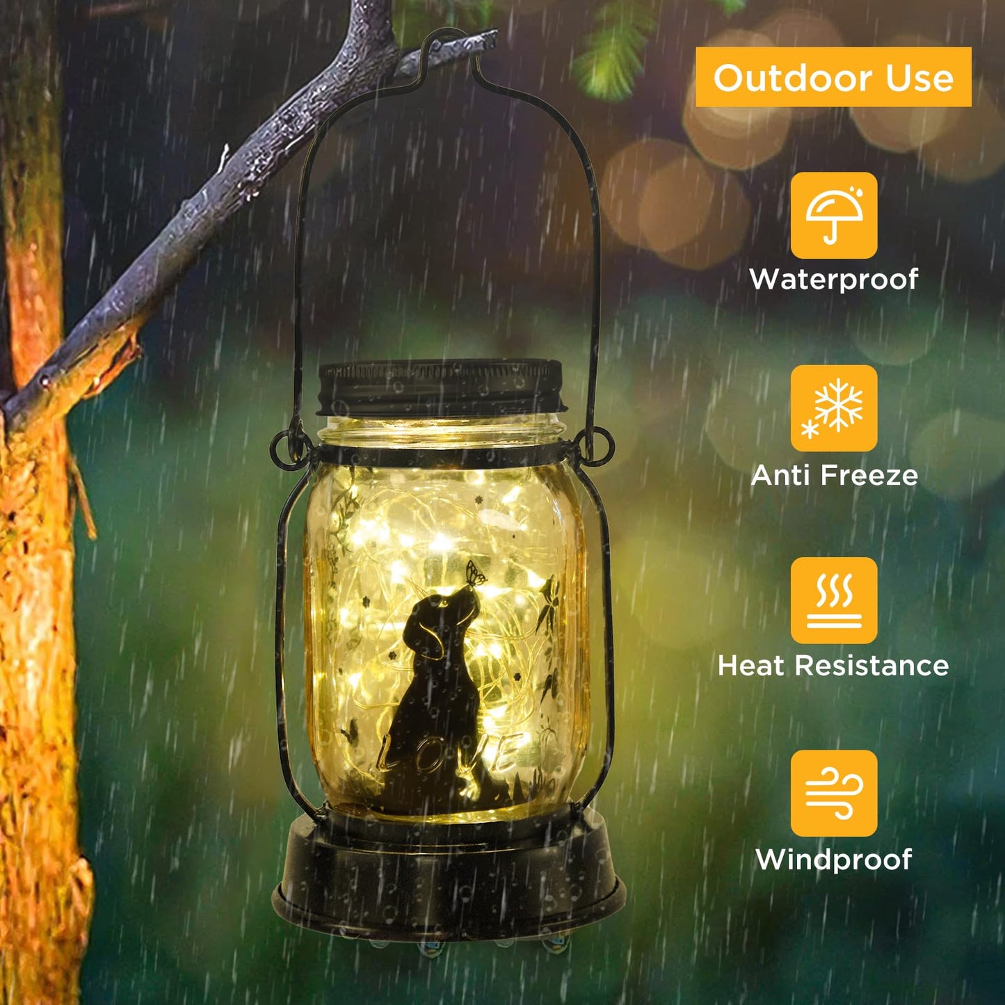 Dog Lover Gifts for Women & Moms – Butterfly Solar Dog Lanterns, Outdoor Hanging Fairy Lights, Yard Garden Patio Puppy Decor