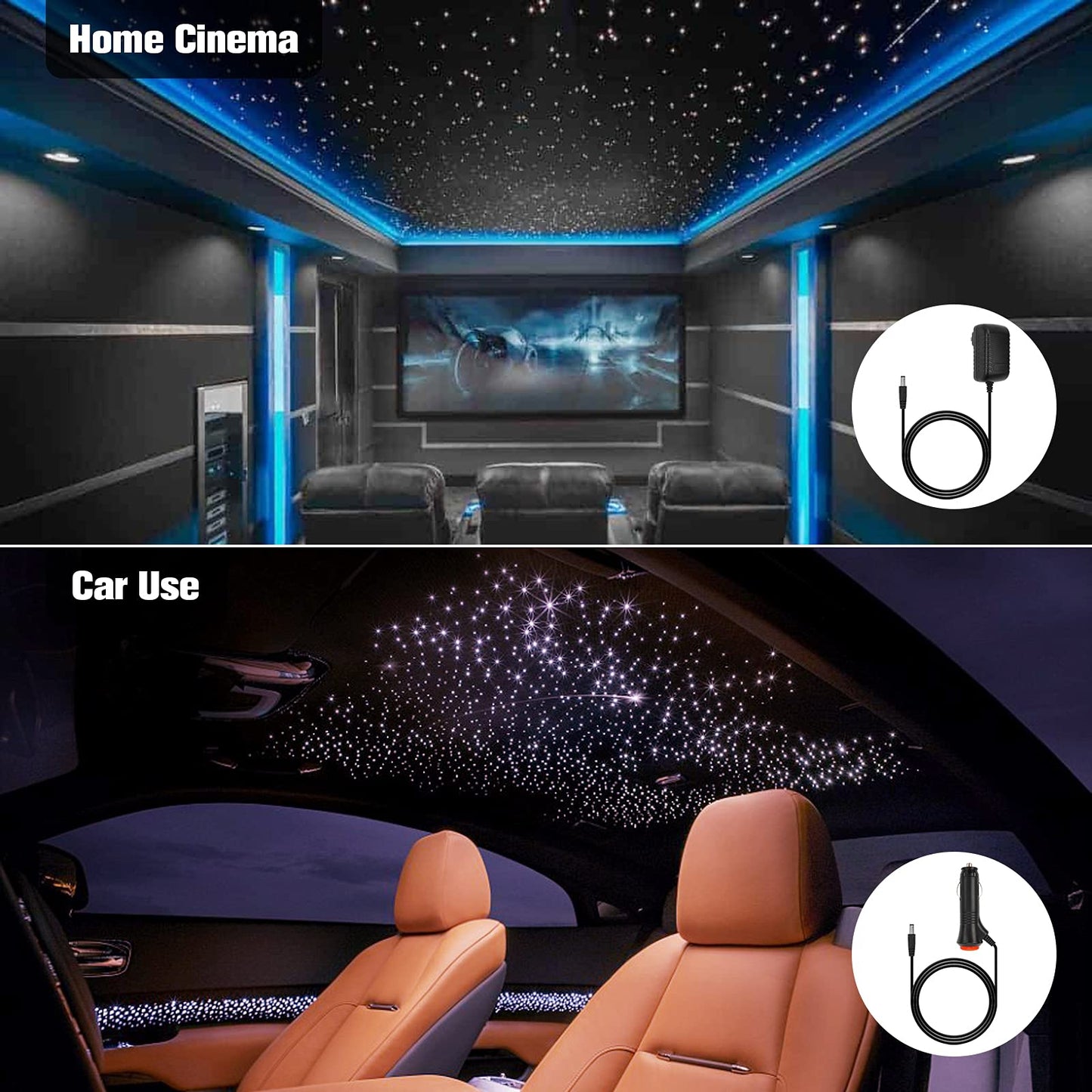 CHINLY 650pcs Fiber Optic Star Lights, 13.1ft RGBW Starlight Headliner Kit with Music Mode, Bluetooth APP & Remote Control