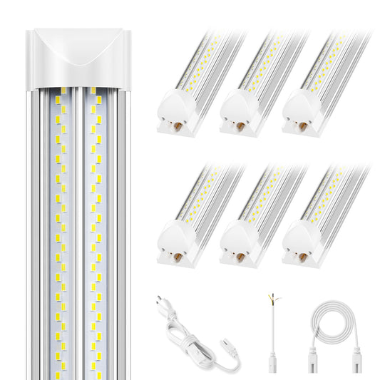 ELEKICO 6-Pack 8ft 100W LED Shop Lights, 15000lm 5000K V-Shape Linkable Ceiling Lights for Garage, Warehouse, Basement, Barn, Storage