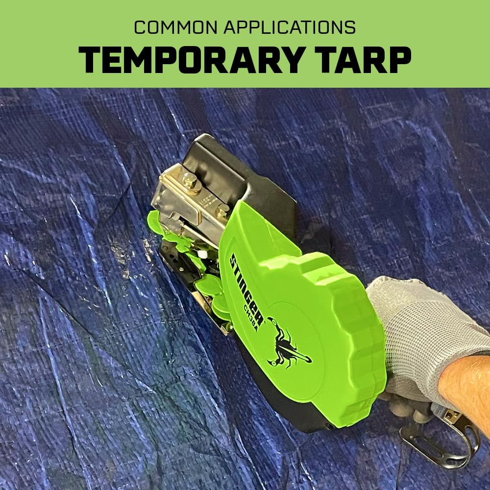 CH38A Autofeed Cap Staple Hammer Tacker, 1" Caps, 3/8" Staples for Roofing Underlayment, Housewrap, and Insulation (STINGER 0136401)