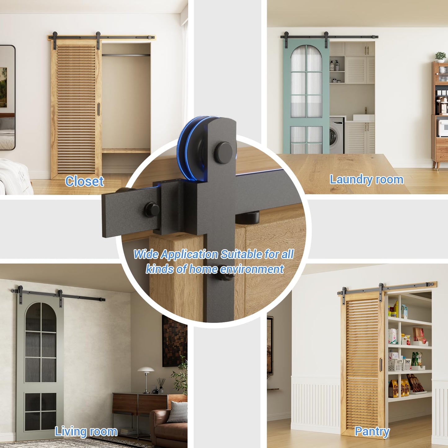 CCJH 6 Feet Heavy Duty Sturdy Sliding Barn Door Hardware Kit -Smoothly and Quietly -Easy to Install Fit 36" Wide Door Panel (I Shape Hanger)