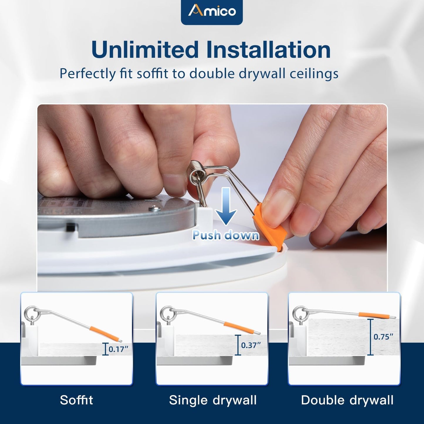 Amico 24-Pack 6" LED Recessed Canless Downlight, 5 CCT 2700-6000K, 1000LM Dimmable, Ultra-Thin Wafer, 12W (110W Eqv), ETL & FCC