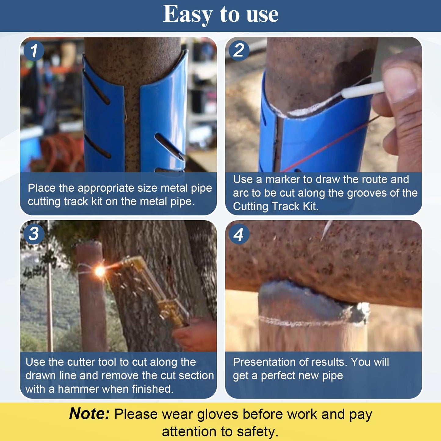 Drkerr 6-Piece Magnetic Metal Pipe Cutting Guide Kit, 1-1/2" to 4-1/2", 45°/90°/22.5° & Saddle Cuts, Steel Pipe Marking Tool