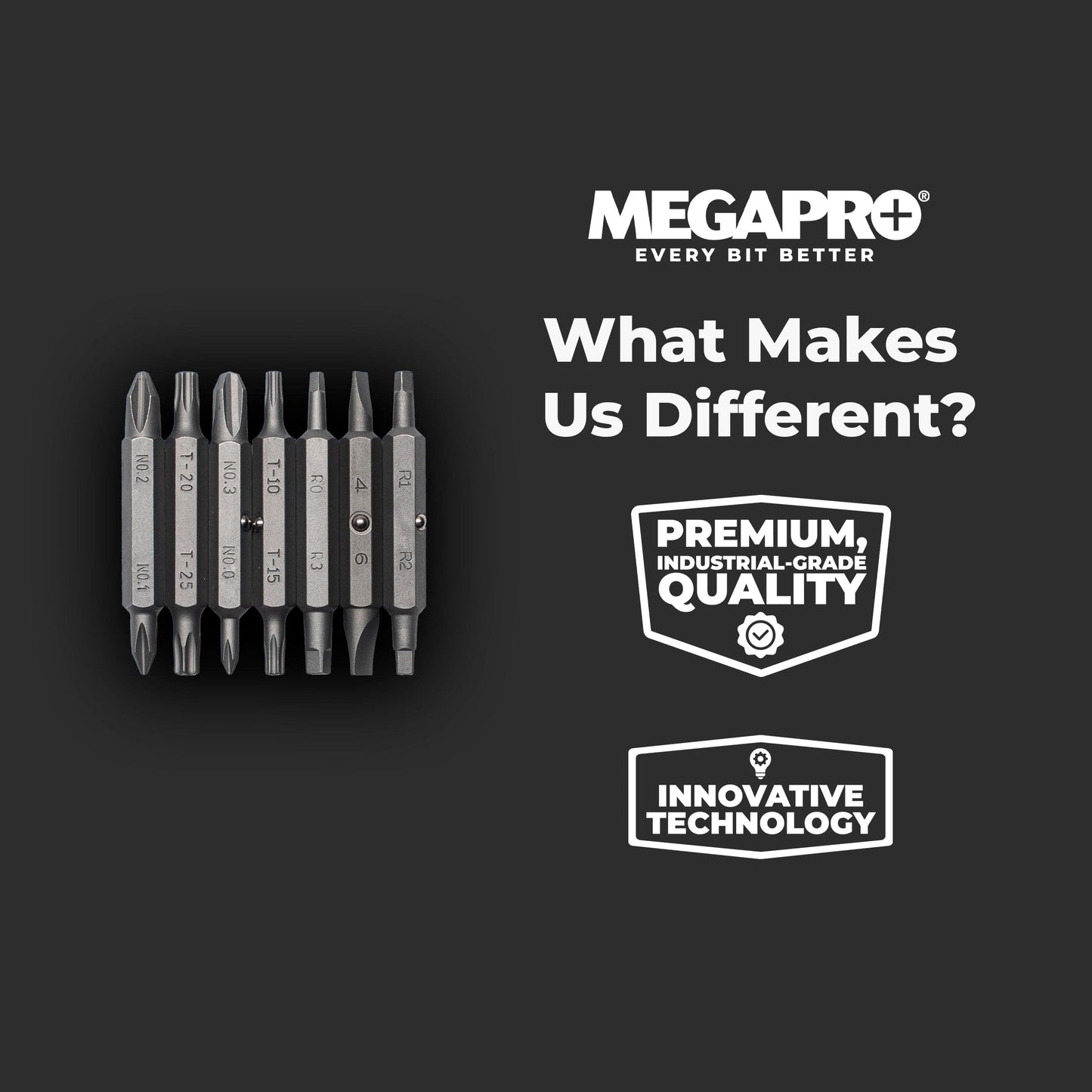 MEGAPRO® Replacement Bit Pack - The Original | 7 double-ended bits | Household Bits | 2" bits