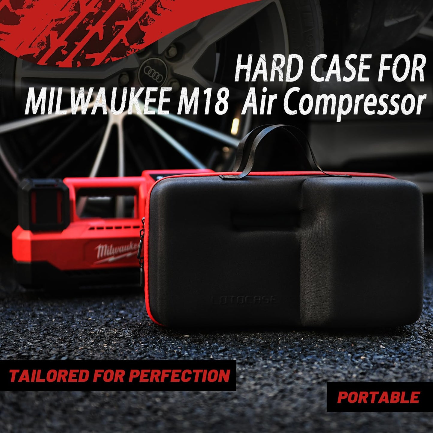 Milwaukee M18 Inflator 2848-20 Air Compressor Bag – Custom-Fit Hard Carry Case with Neck Strap (Case Only)