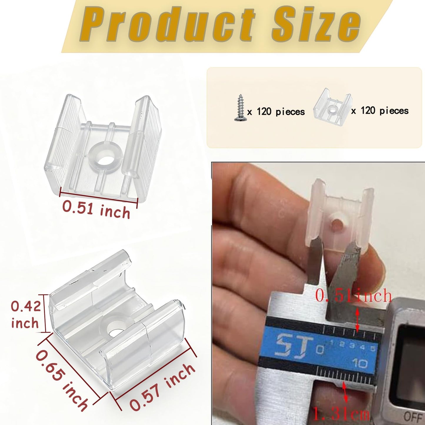 GYGhaoho 120 Pcs LED Light String Fixing Clips, Neon Mounting Clips with Screws Suitable for 12mm-14mm (0.47 inch-0.55 inch) Wide Strip Light