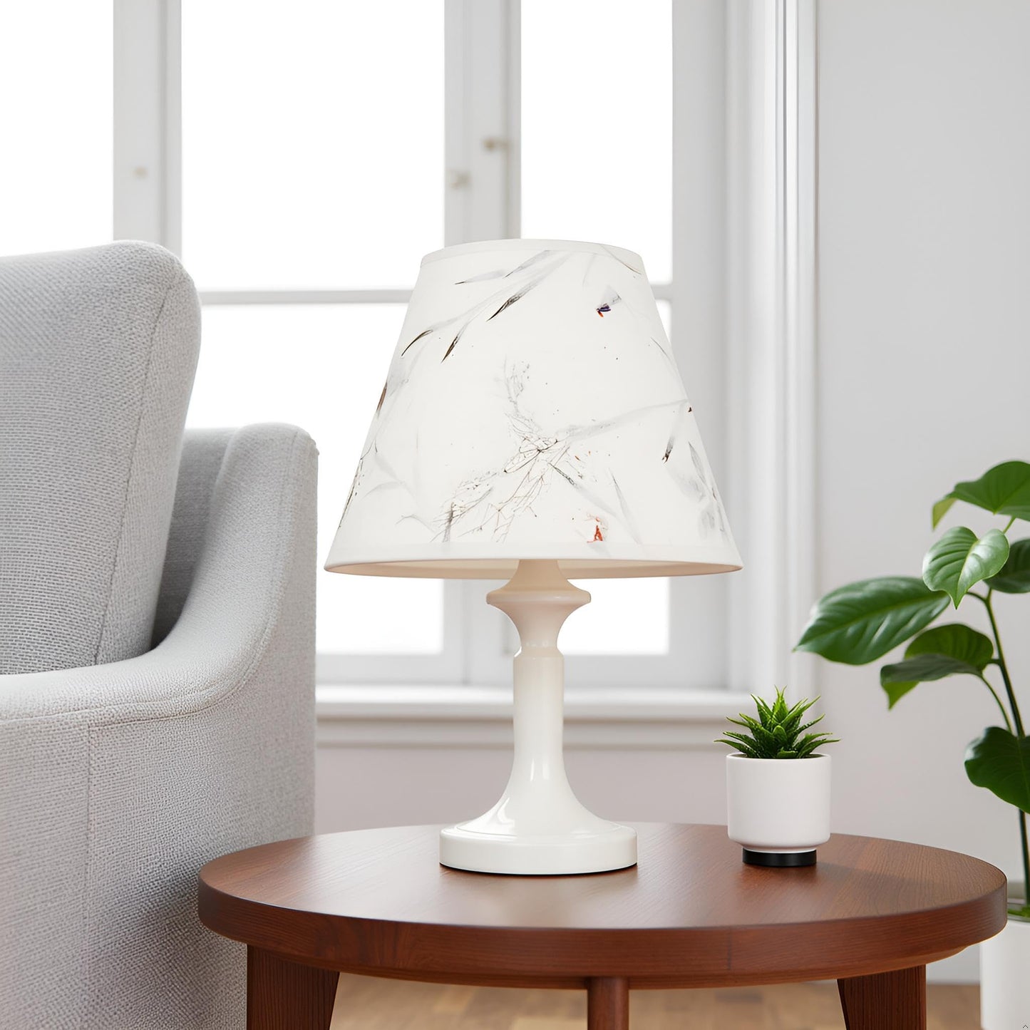 Aspen Creative 58902 Transitional Empire Lamp Shade, Off-White Hardback Paper with Leaves & Petals, UNO Fit, 9" Wide