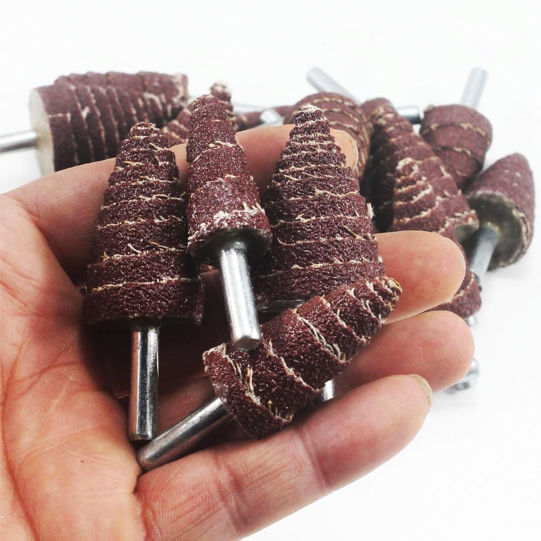 JUNLIXN 20 Pcs 1/4" Shank 80 Grit Cone Shape Abrasive Sandpaper Bits Flap Wheels Sander Grinding Head for Rotary Tool for Grinding and Polishing