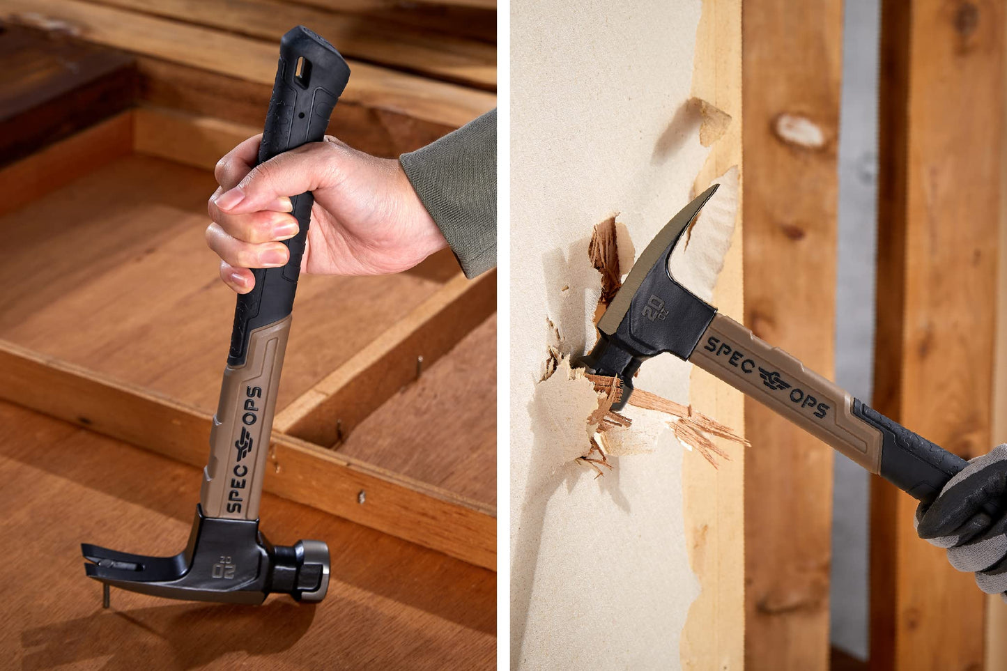 Spec Ops Tools 20 oz Fiberglass Hammer, 13 Inch, Rip Claw, Shock-Absorbing Grip, 3% Donated to Veterans