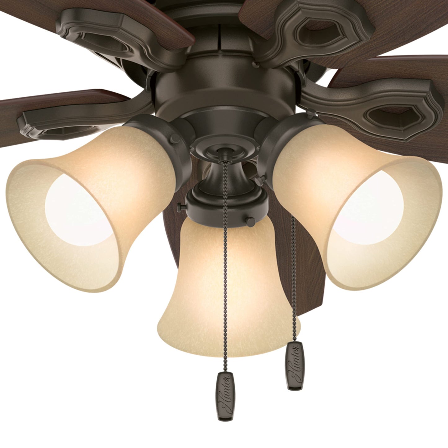 Hunter 42" Indoor Ceiling Fan with LED Light, 5-Blade Bronze, Pull Chain, Low Profile, Bedroom/Living/Kitchen, No Remote