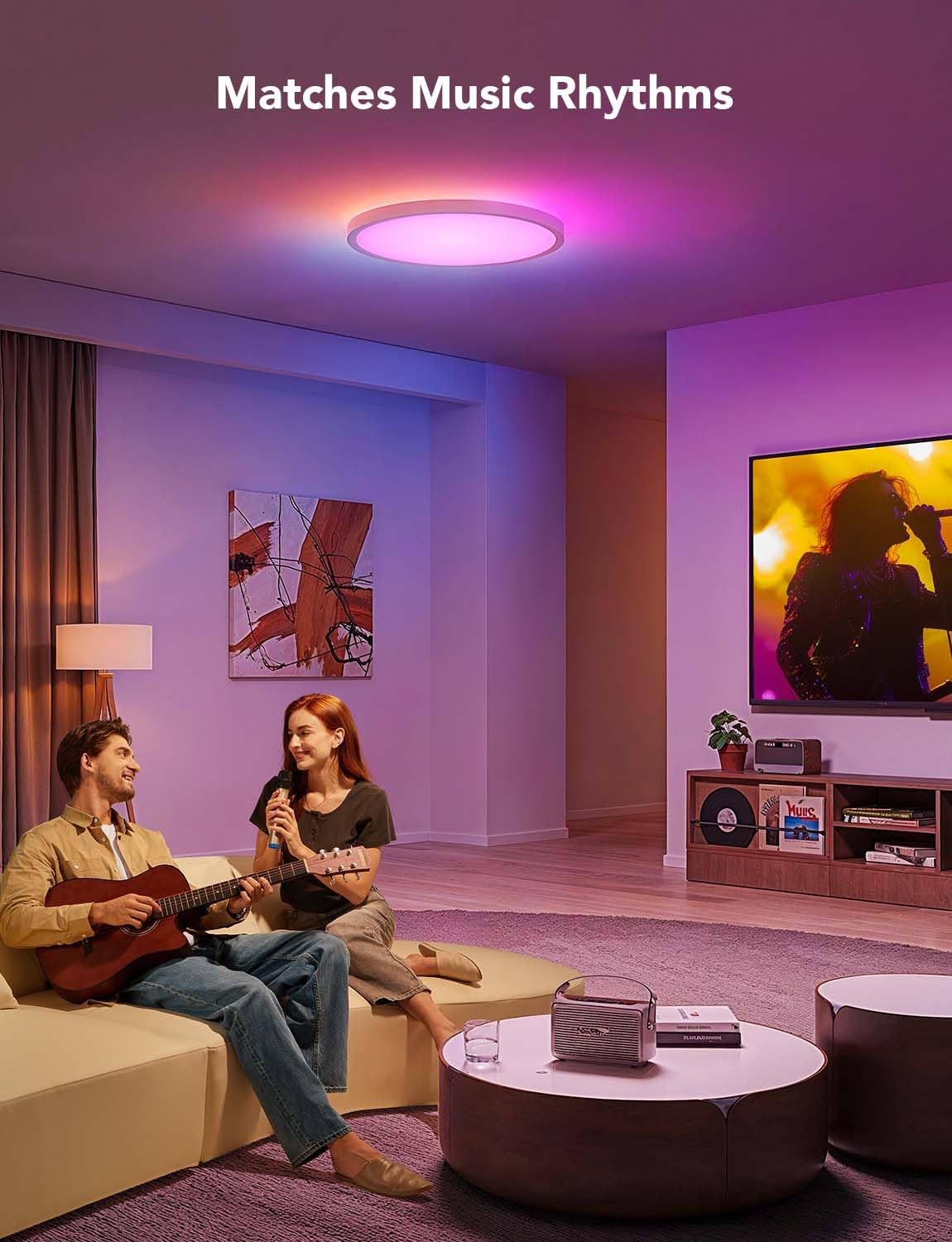 Govee 12" Smart RGBIC LED Ceiling Light, 2400LM Flush Mount, DIY Colors, Alexa Compatible, 2200K-6500K for Bedroom & Living Room