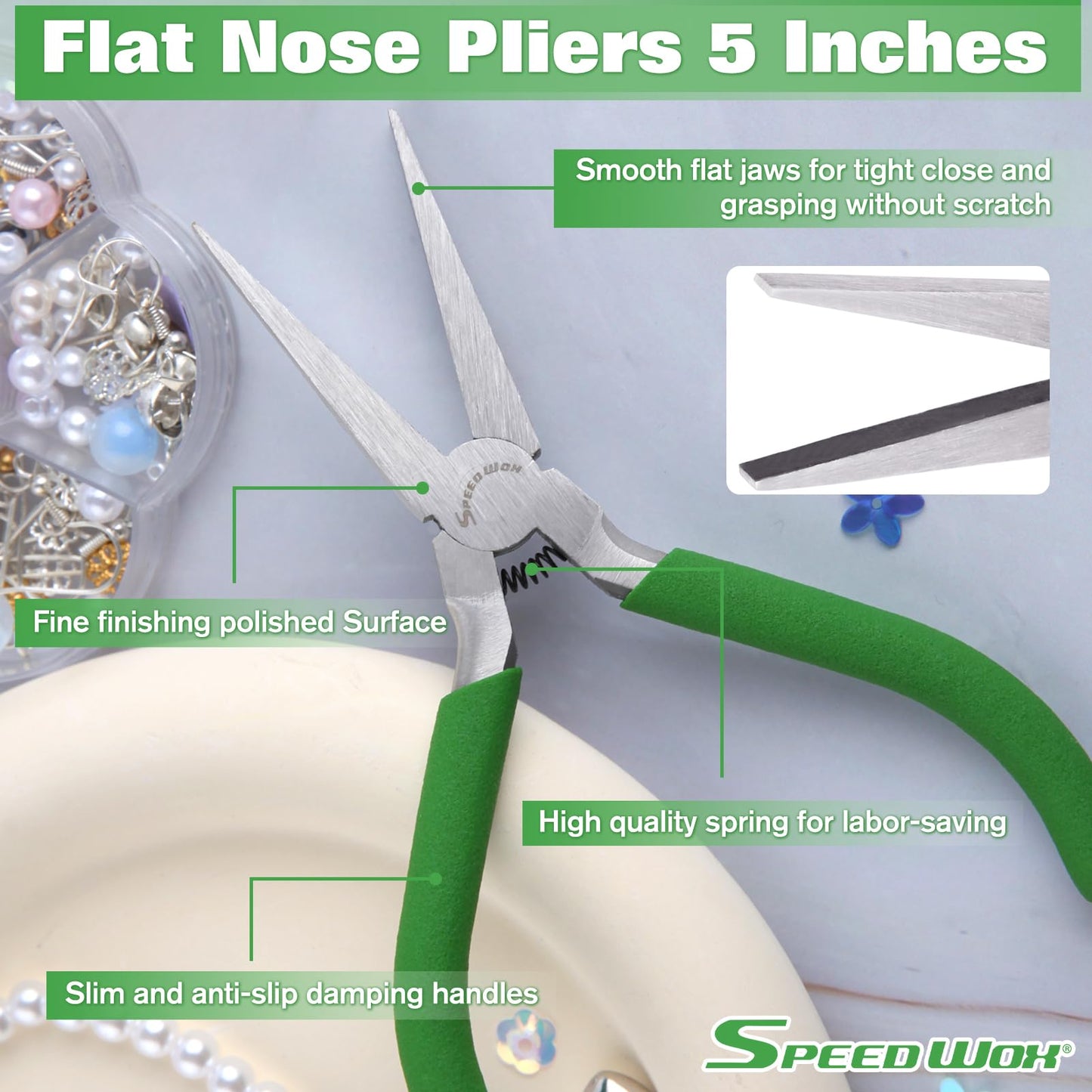 SPEEDWOX 5" Flat Nose Mini Duckbill Pliers – Precision Fine Nose Jewelry Making, Beading & Craft Hand Tool