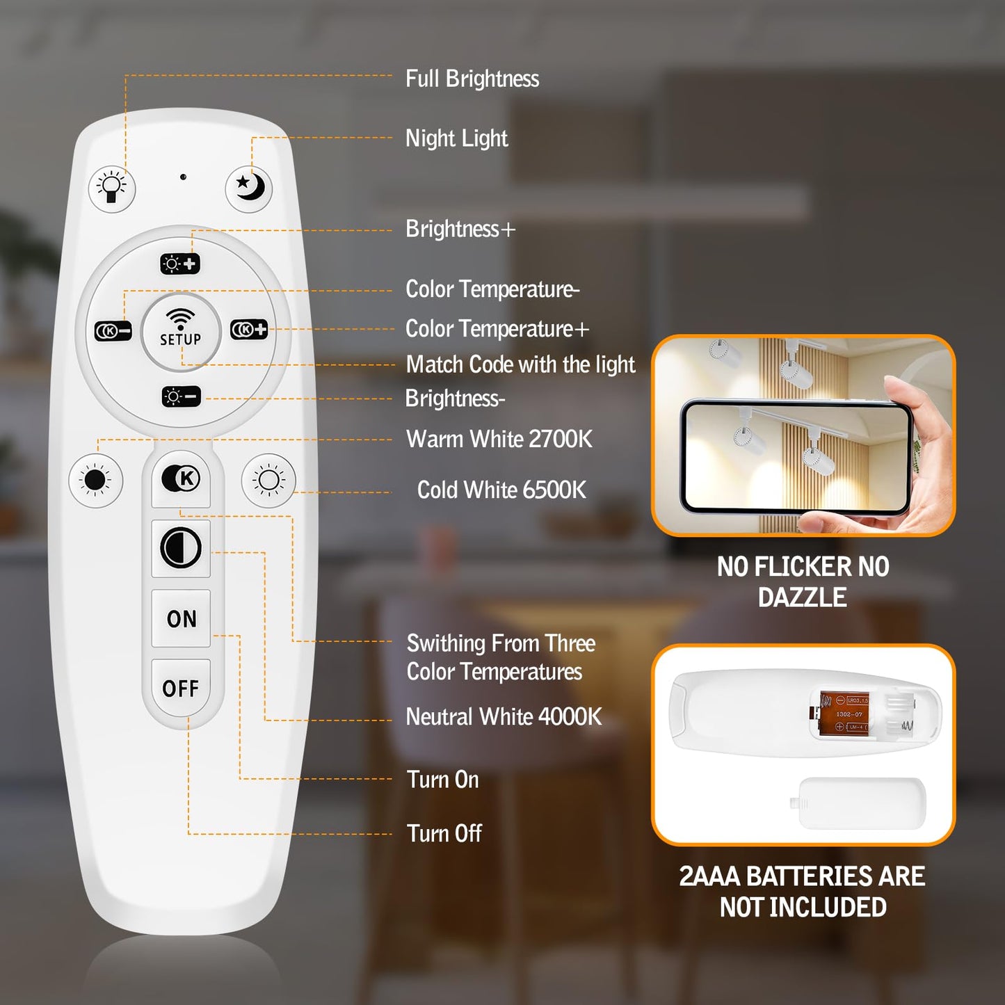 2025 Upgraded 12W LED Track Light Heads, 9-CCT Dimmable Zoomable Spotlight, 15°–60°, 1200lm, Remote Control, White, 12 Pack