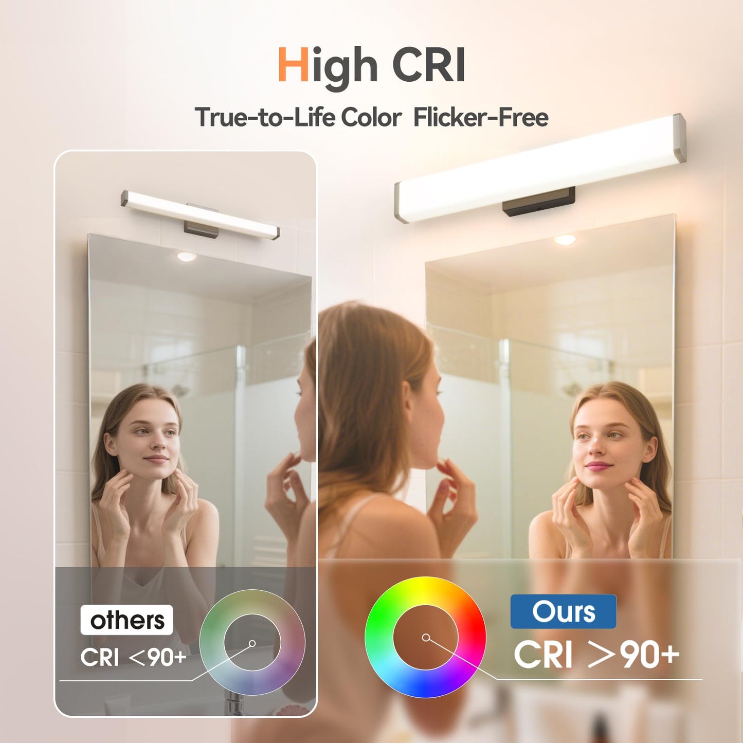 Amico 16" Dimmable LED Bathroom Vanity Light, 5CCT Modern Wall Lamp for Mirror, Kitchen, Hallway, Living Room, Black, ETL Certified