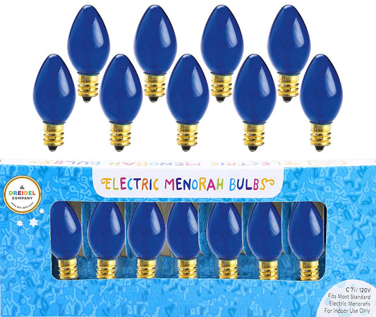 Rite-Lite Judaica Blue Electric Menorah Bulbs, Box 0f 9