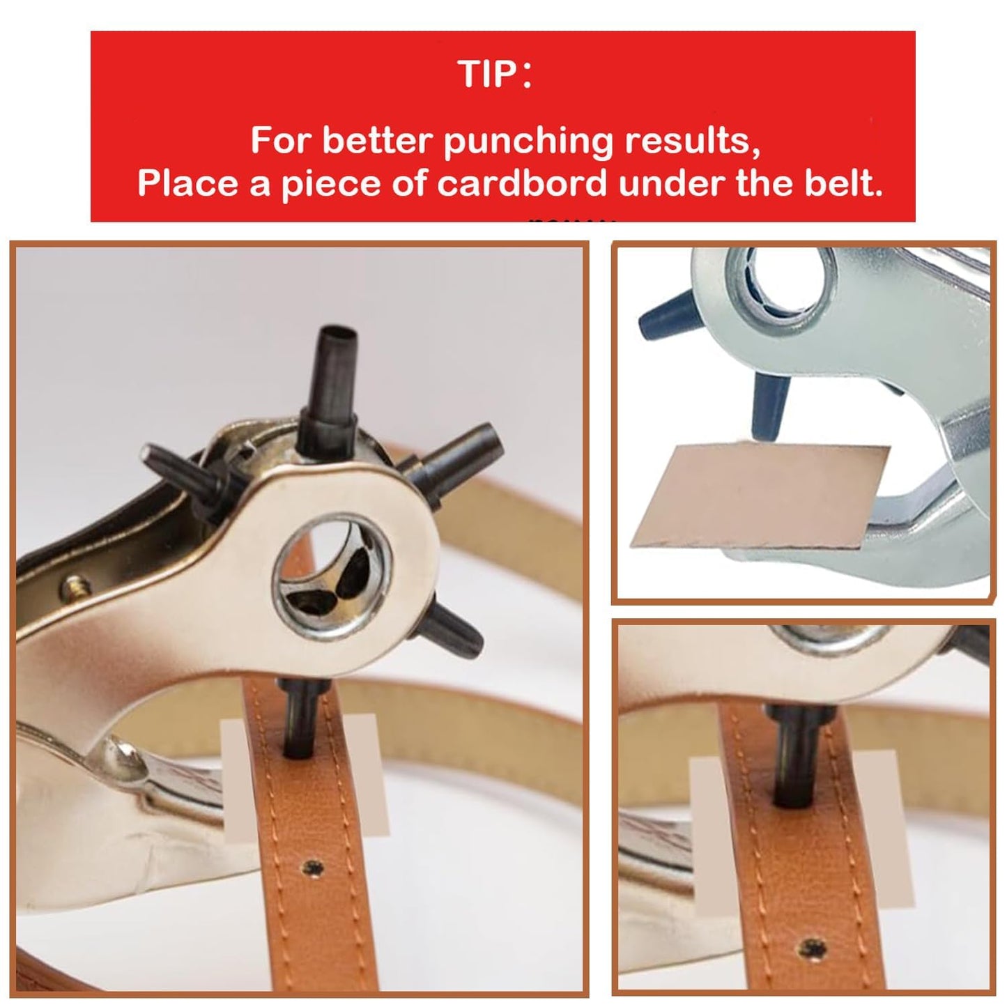 Adorox Leather Hole Punch – 6-Size Revolving Heavy Duty Punch Tool with Ruler & Deburring File for Belts, Straps, DIY Leathercraft