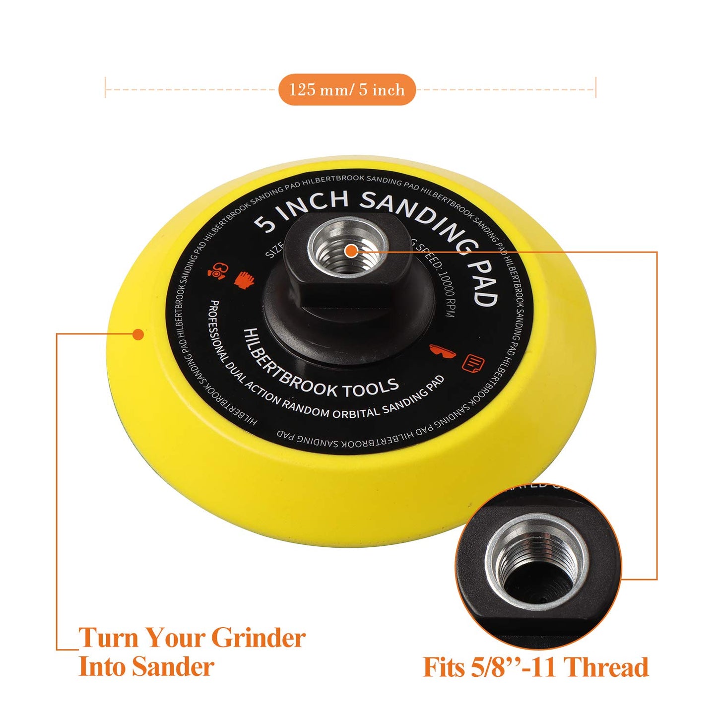 5 Inch Hook and Loop Backing Pad 5 Inch Backing Plate with 5/8-11 Threads Sanding Pad Angle Grinder Accessories Sanding Buffing Polishing,1 Pack