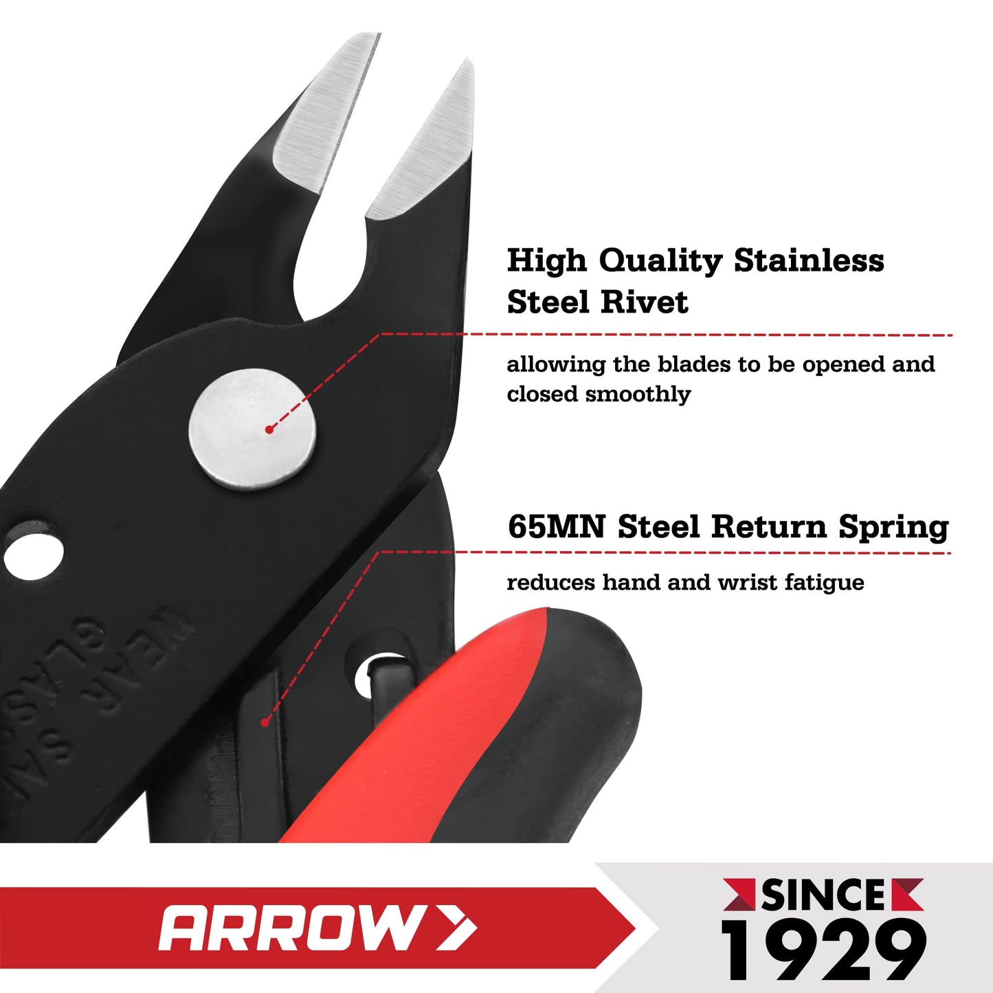 ARROW 5" Precision Micro Wire Cutters – Flush, Side & Diagonal Cut Pliers for Electronics, Jewelry, Crafts, Zip Ties, Soft Wires