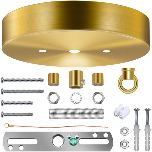 MAYOMAJO 5-1/8" Light Canopy Kit – Heavy Duty Ceiling Cover Plate & Mounting Hardware for Chandeliers, Pendant Lamps, DIY Projects (Brass)
