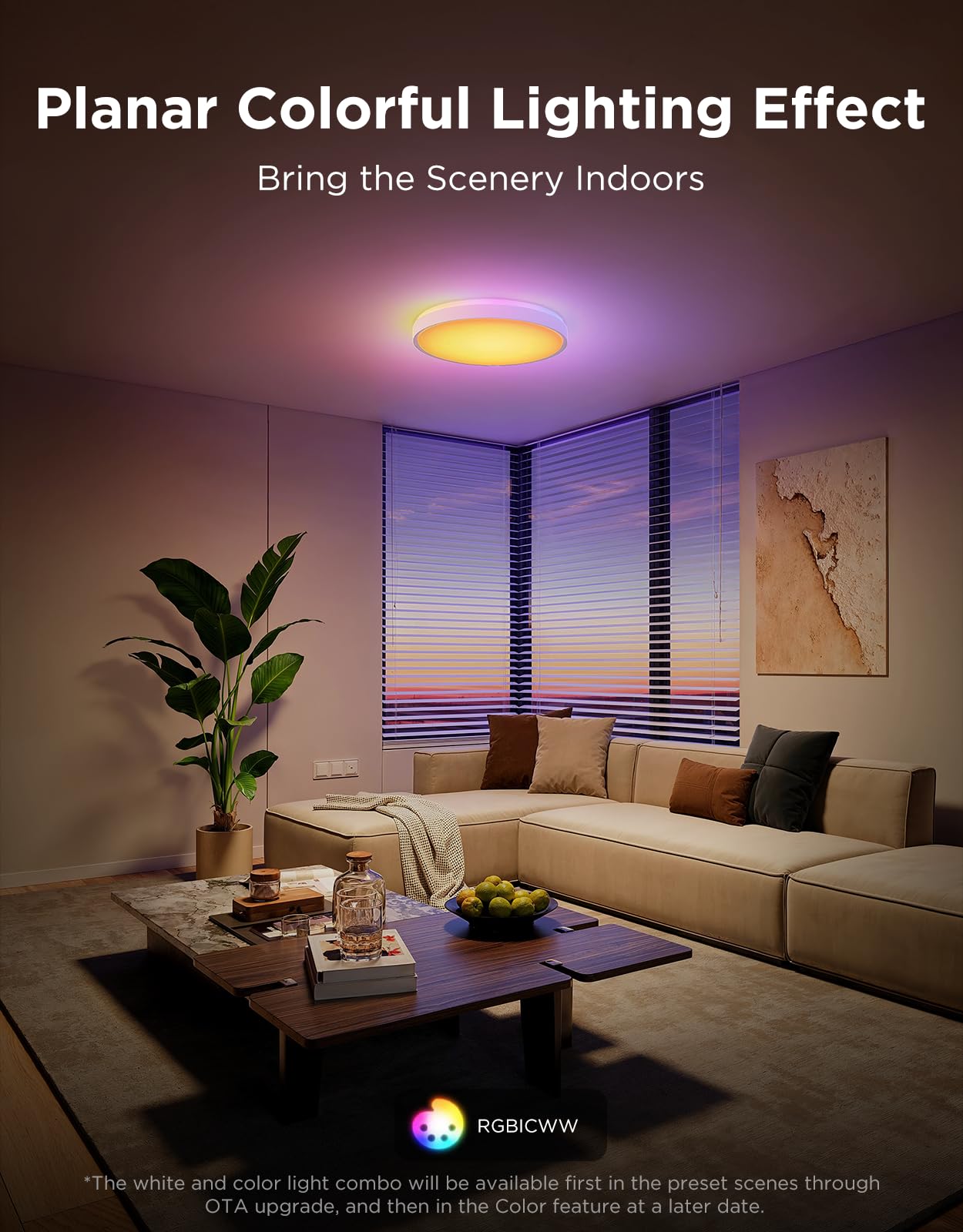 Govee Smart RGBIC LED Ceiling Light 15" 4300LM, Flush Mount, Dimmable 2700K-6500K, DIY Colors, Matter Compatible, Bedroom & Living Room