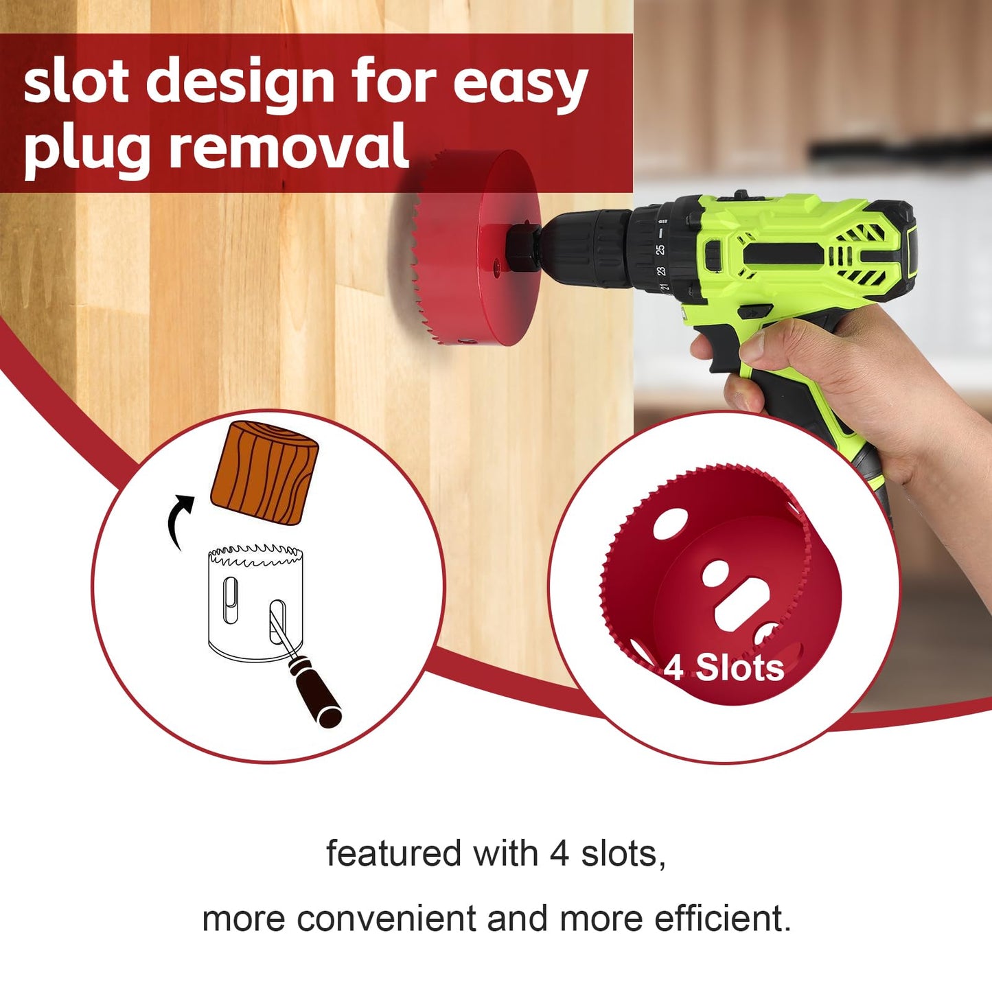 Hole Saw 4 1/2 Inch, 30 mm Cutting Depth HSS Bi-Metal Hole Saw for Cutting Wood, Plastic, Drywall, Plasterboard and Soft Metal Sheet, Red