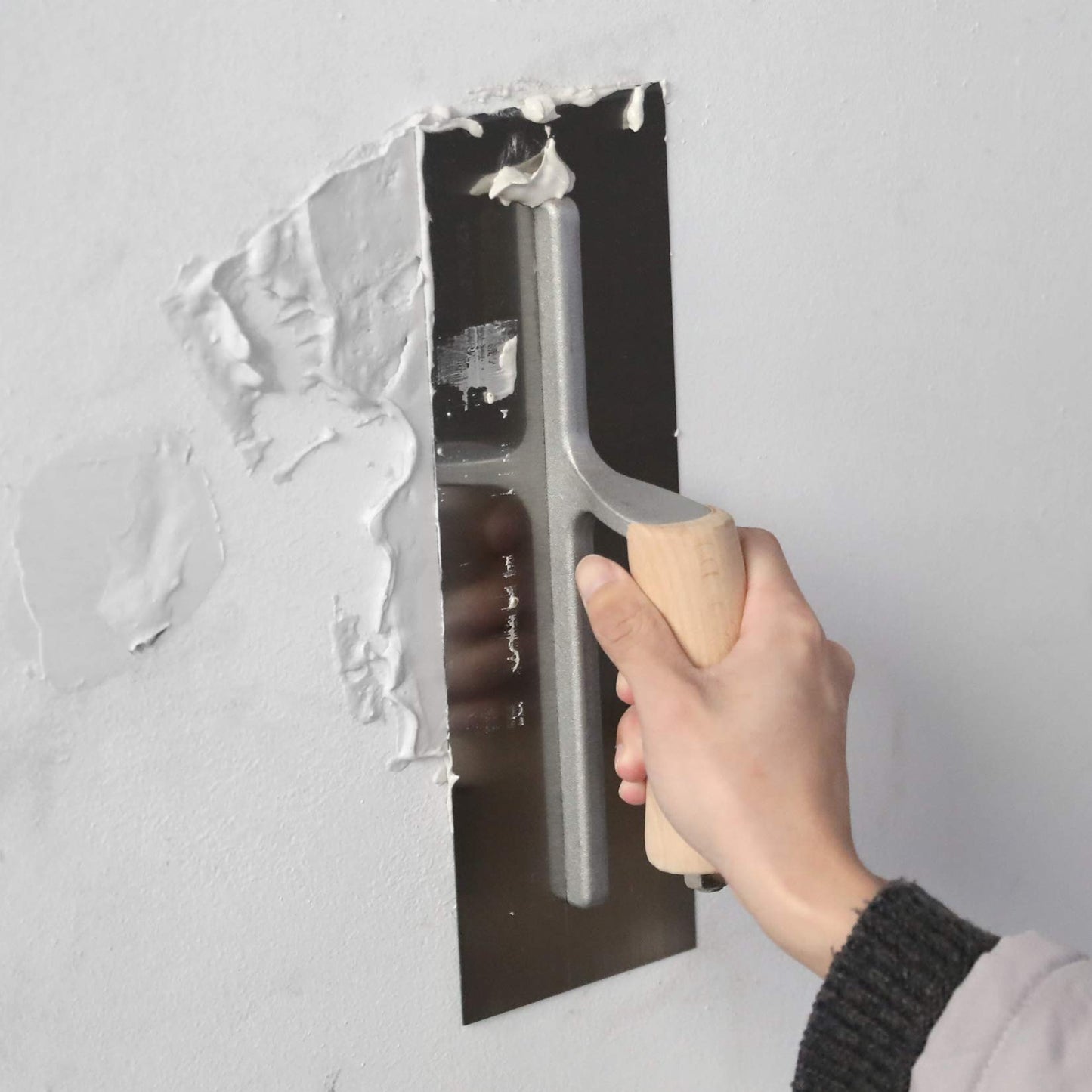 Goldblatt 3-Piece Drywall Trowel Set, Carbon Steel Plastering & Finishing Trowels 14", 12", 8" with Wood Handles for Sheetrock