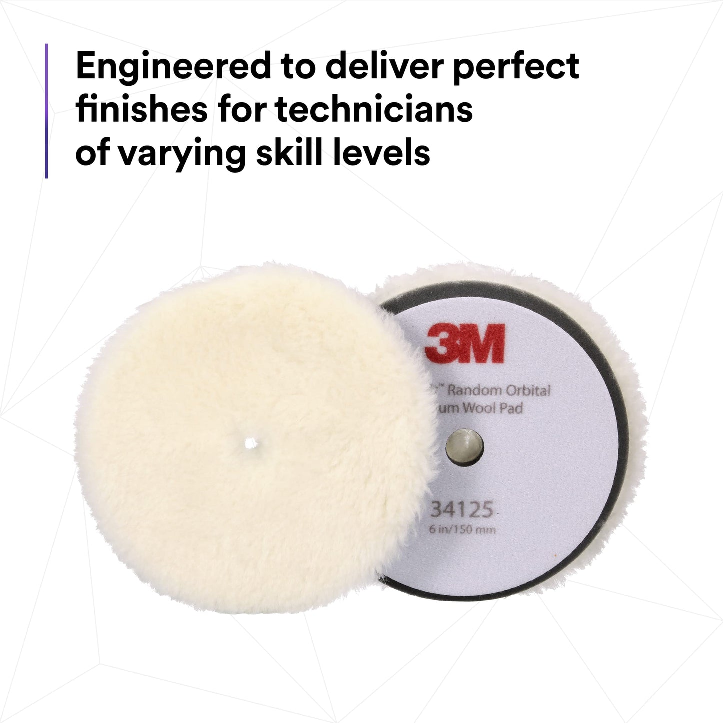 3M Perfect-It Random Orbital Medium Wool Compounding Pad, 6"/150 mm, White, 34125, Orbital Pads for Automotive Compounding and Polishing