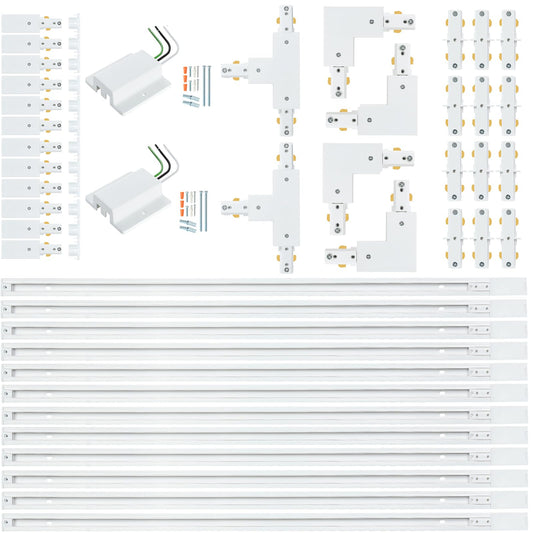 Zanixor 39FT White H Track Lighting Kit with Floating Canopy, I/L/T Connectors, End Caps & Live Feed for 120V 3-Wire Track