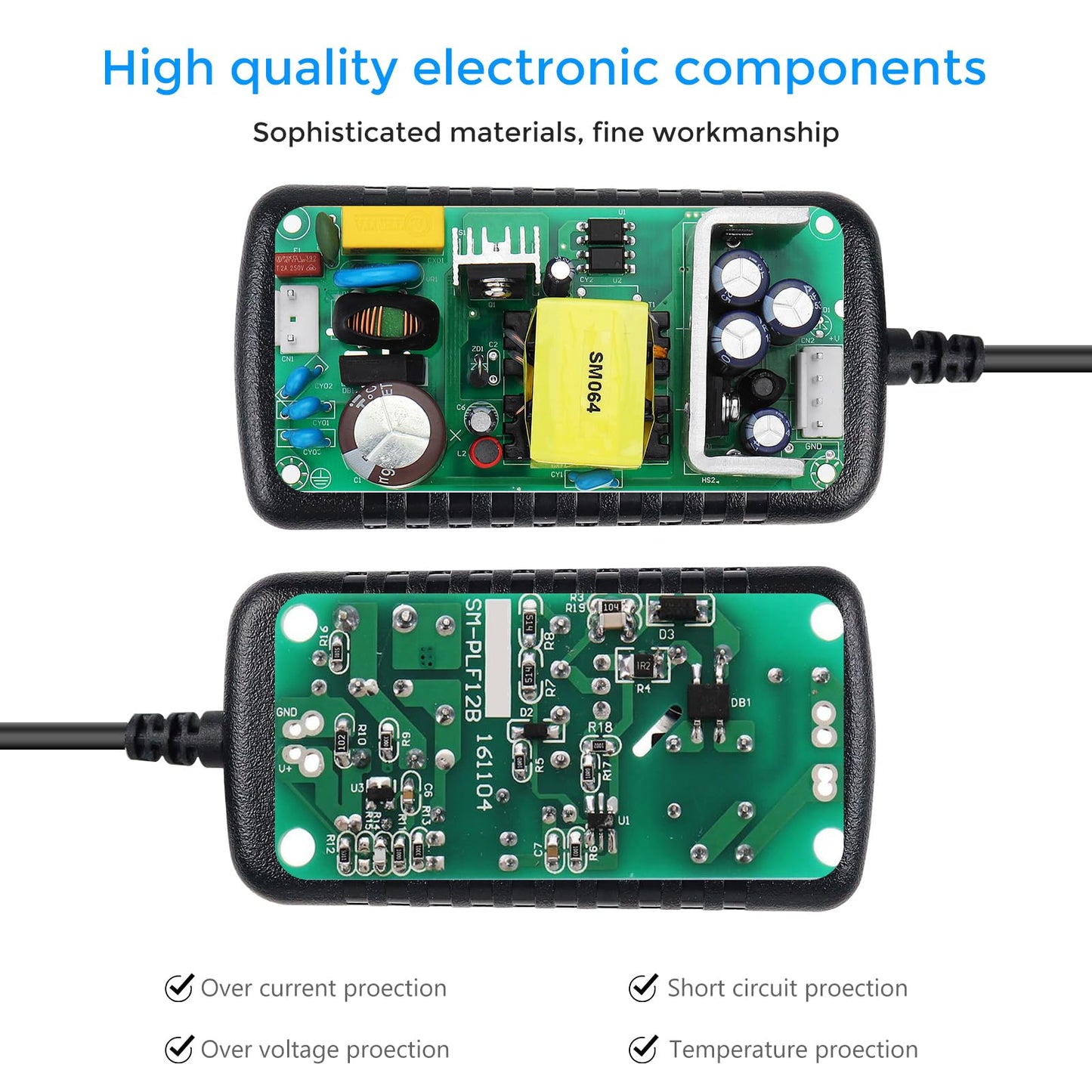 LightingWill 12V Power Supply Adapter, 24W 2A AC 110V to DC 12V Transformer, Wall Plug with 5.5×2.1mm DC Connector for 12V Devices
