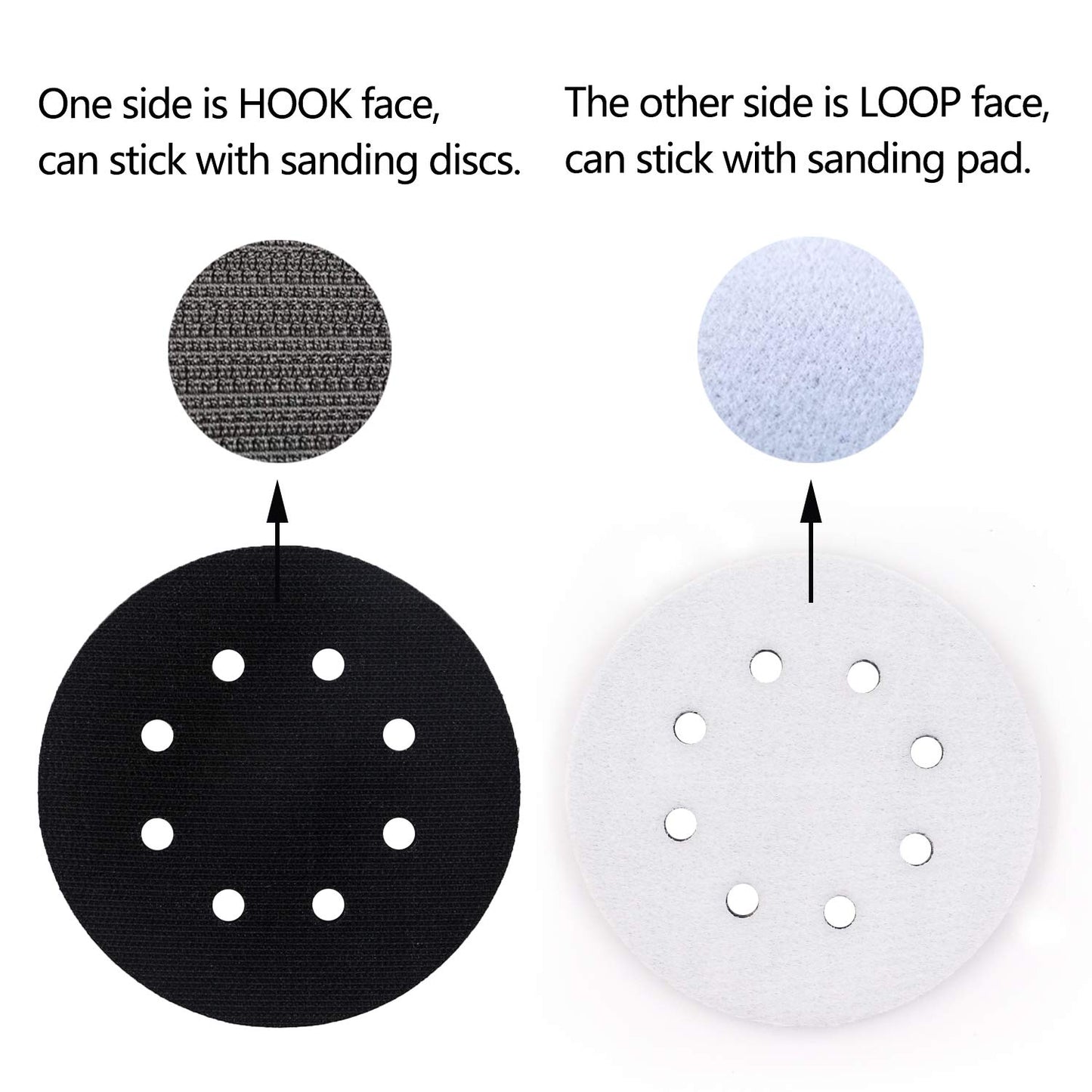 5 Pack 5 Inch 8 Holes Soft Density Interface Pads Hook and Loop 5" Sponge Cushion Buffer Backing Pad (Set of 5)