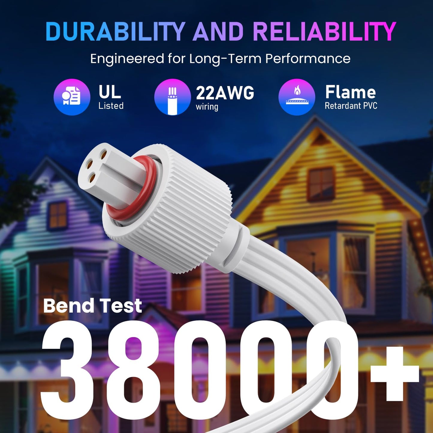 Y-Connector Splitter for Govee Permanent Outdoor Lights,Waterproof Extension Cord Compatible with Govee 3Pin and Y-Shaped Extension Cord